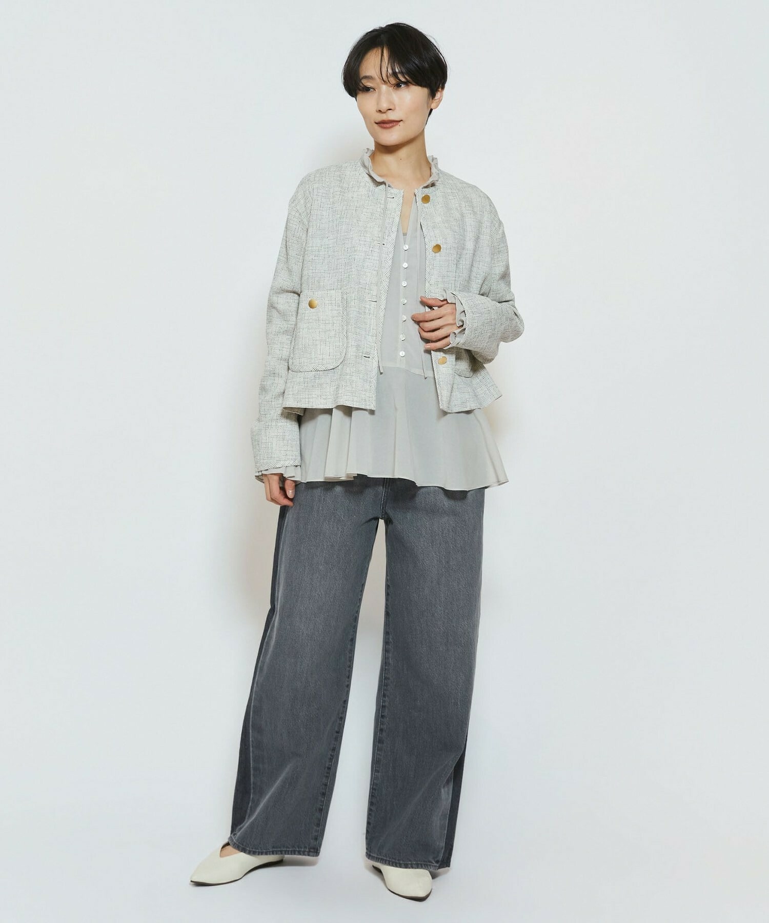 【feerique】feerique ラインデニムパンツ 詳細画像 グレー 1