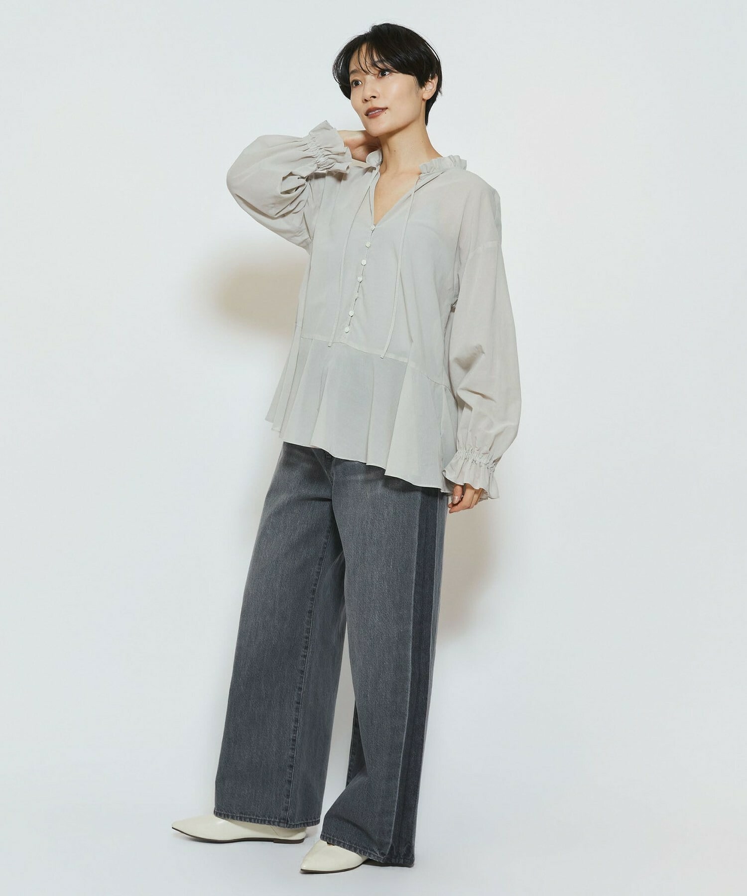 【feerique】feerique ラインデニムパンツ 詳細画像 グレー 7