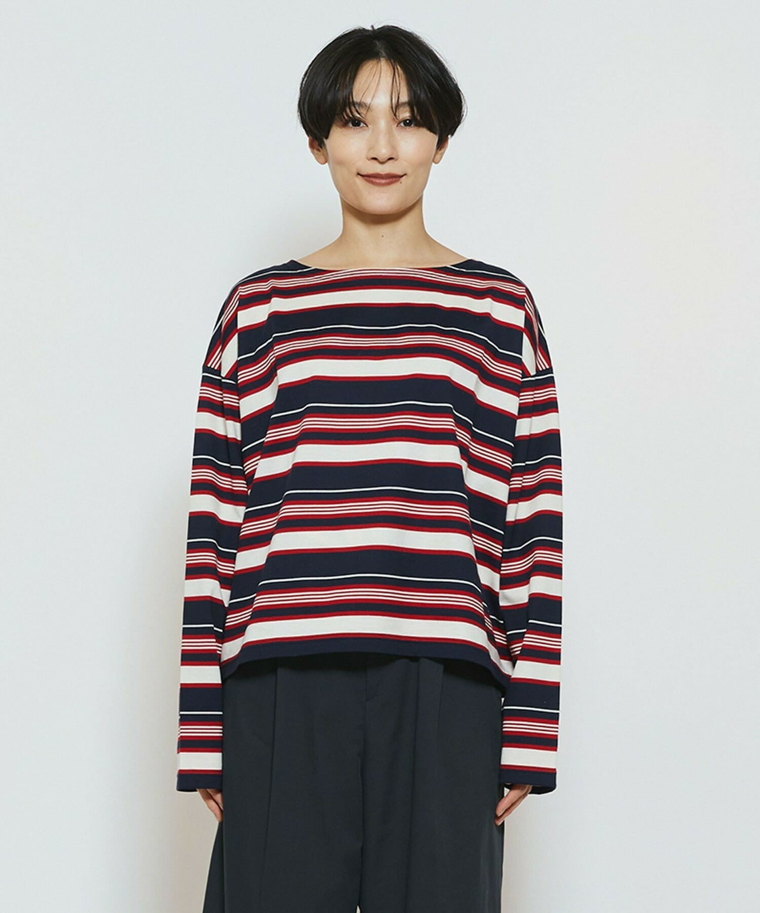 【feerique】feerique マルチボーダーワイドプルオーバーT 詳細画像 ブラック系その他 20