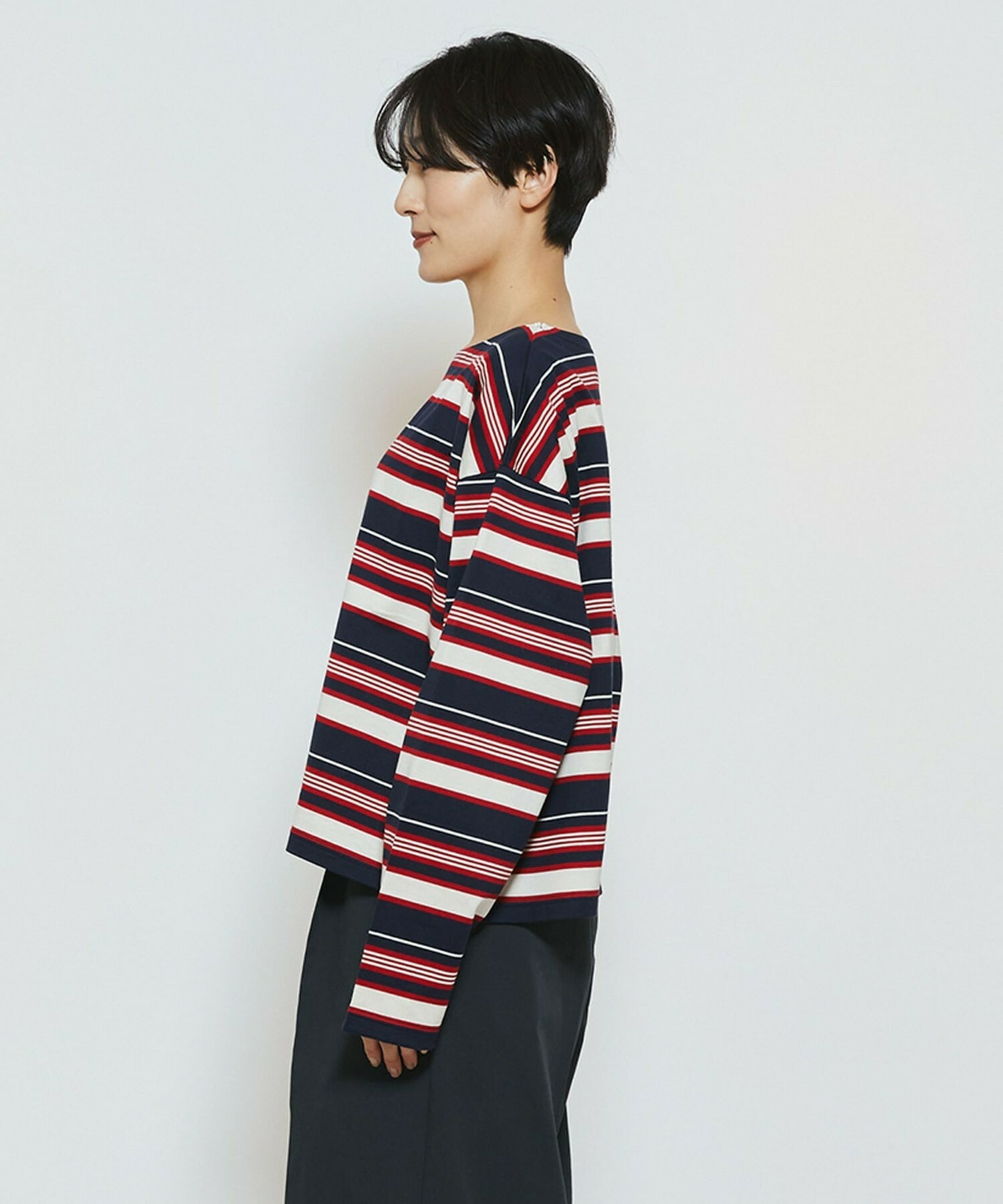 【feerique】feerique マルチボーダーワイドプルオーバーT 詳細画像 ブラック系その他 21