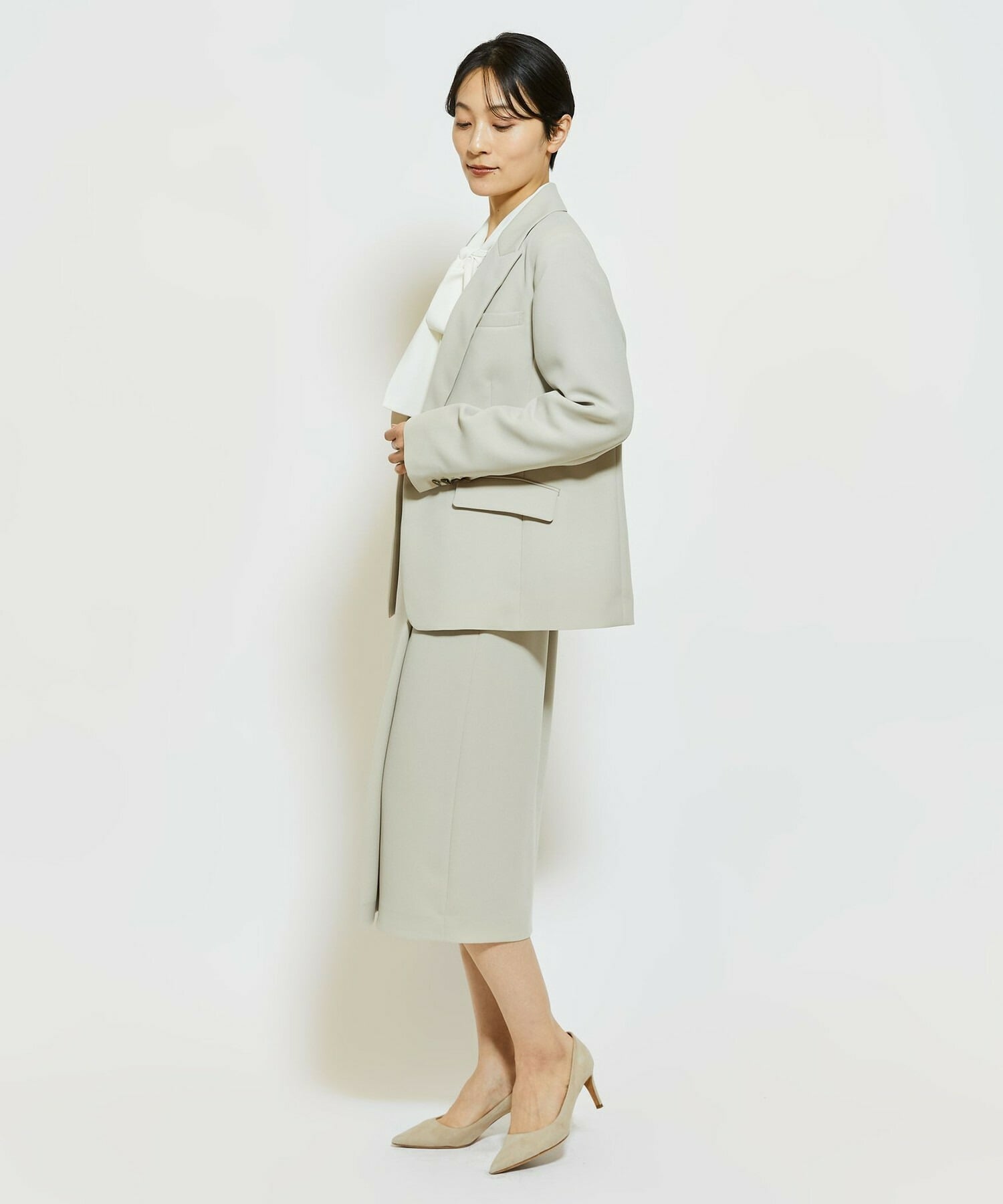 【wb】wb ダブルジョーゼットタイトスカート 詳細画像 ブラック 3