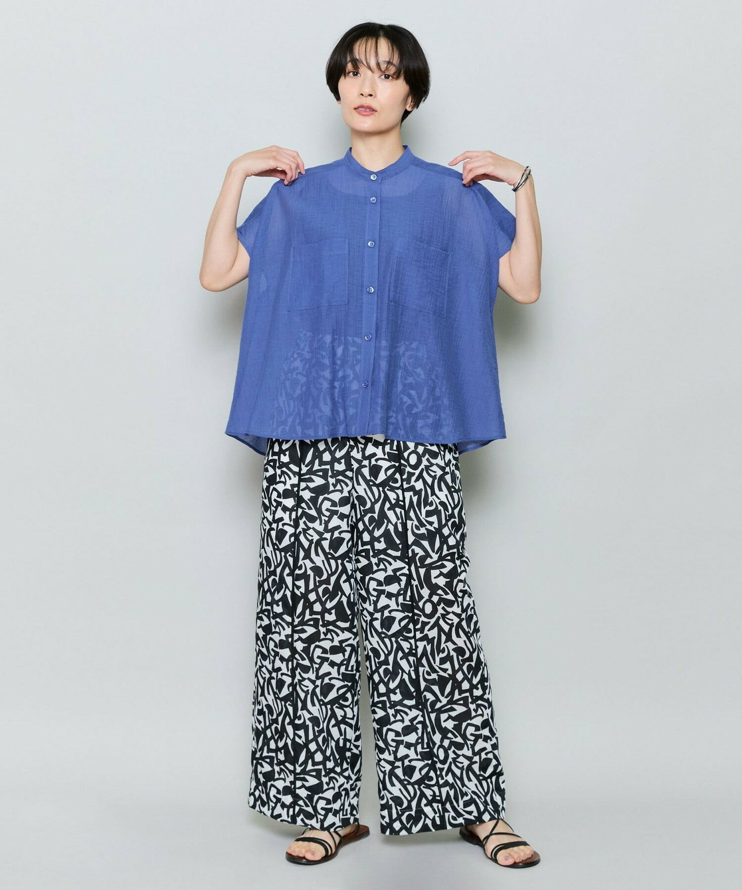 【MOGA】アートロゴPtワイドパンツ 詳細画像 ネイビー&times;ブルー 14