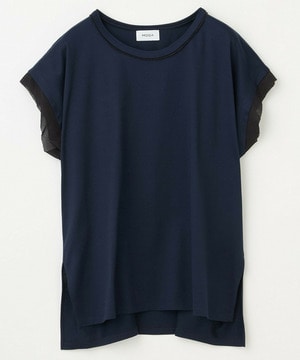 【MOGA】60/2天竺メッシュレイヤードクルーネックTシャツ 詳細画像 ネイビー 1