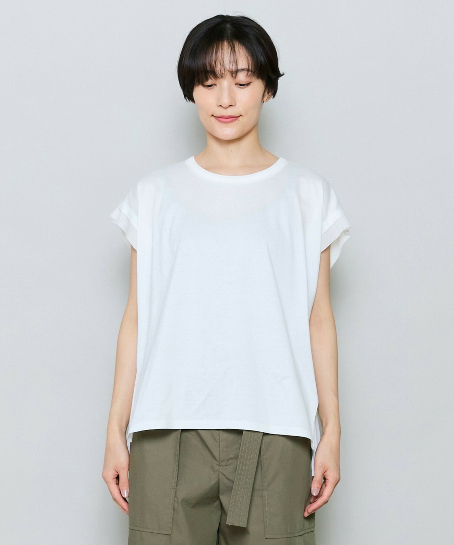 【MOGA】60/2天竺メッシュレイヤードクルーネックTシャツ 詳細画像 オフホワイト 1