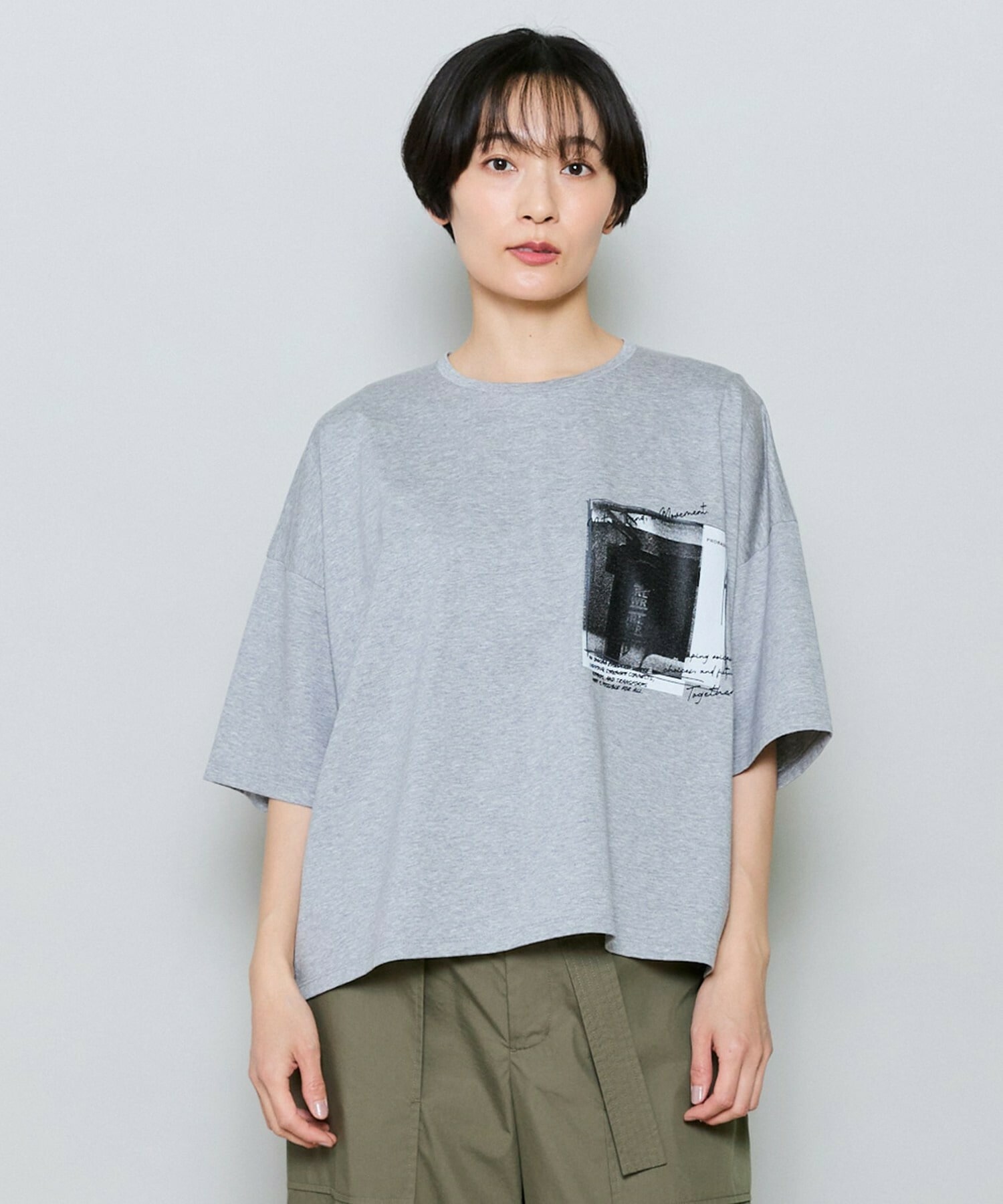 【MOGA】ハイゲージ天竺フォトプリントTシャツ 詳細画像 トップグレー 1