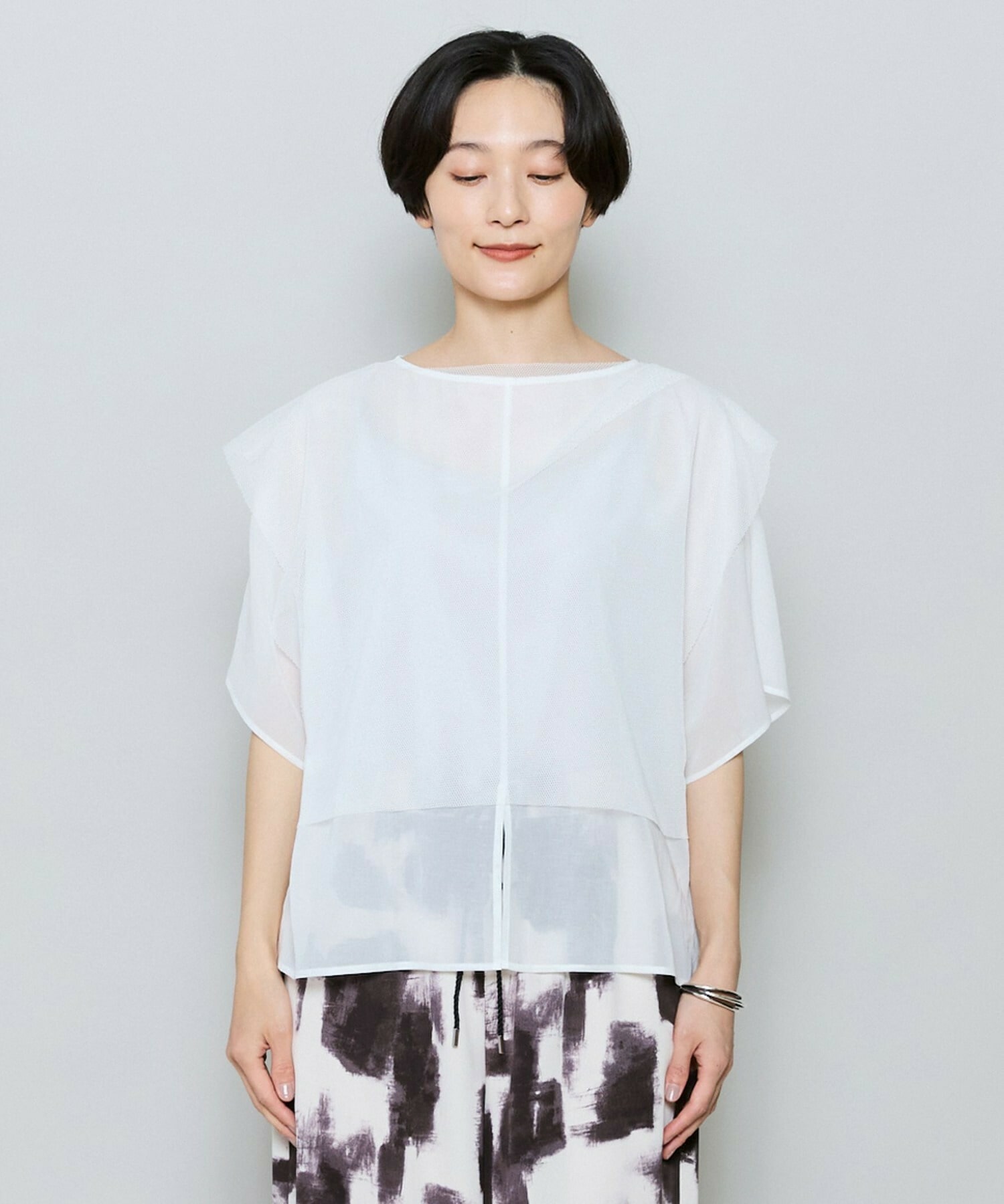 【MOGA】メッシュ&times;オーガンジーコンビブラウス 詳細画像 ブラック 17