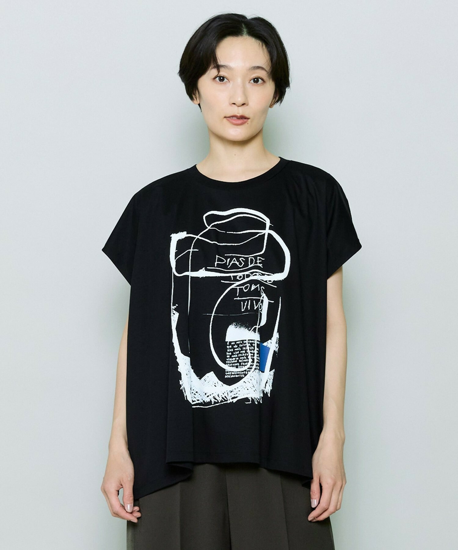 【MOGA】コットンスムースプリントTシャツ 詳細画像 ブラック 1