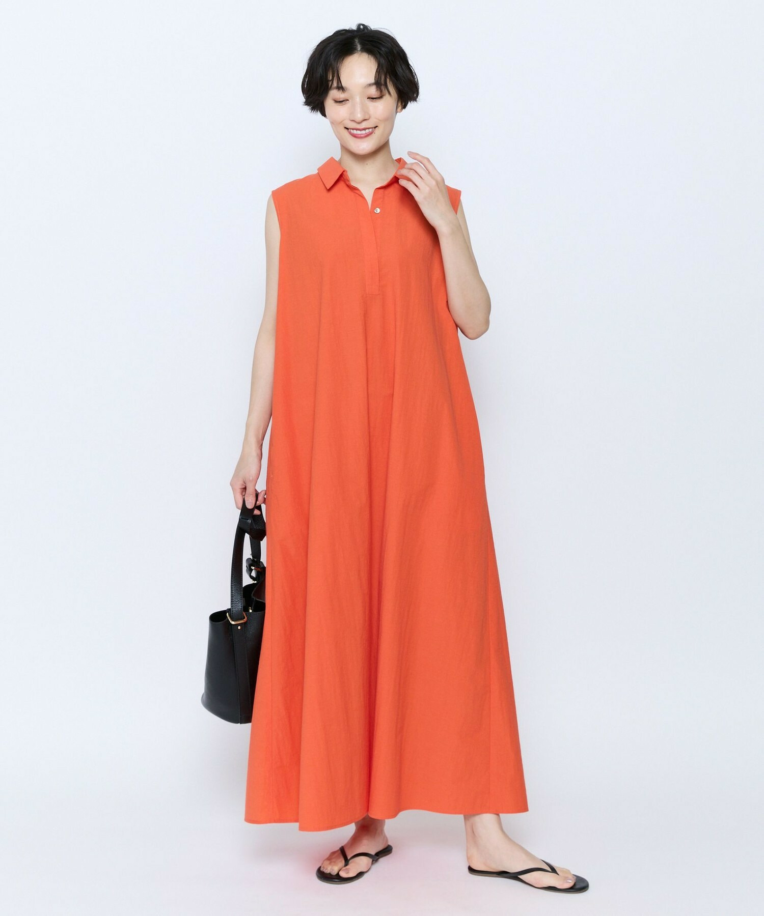 【feerique】feerique 綿ナイロンクロスAラインワンピース 詳細画像 ブラウン 11