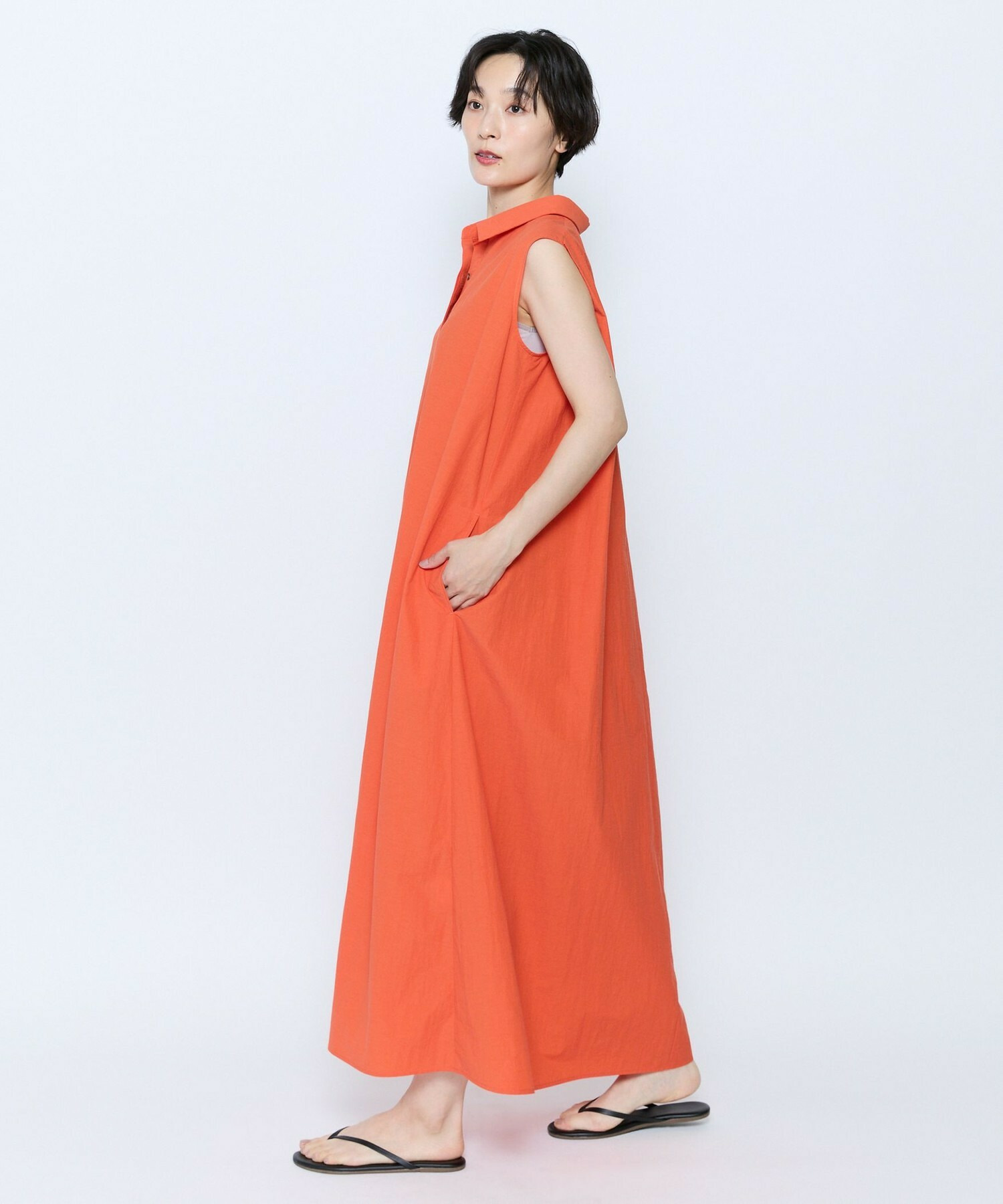 【feerique】feerique 綿ナイロンクロスAラインワンピース 詳細画像 ブラウン 14