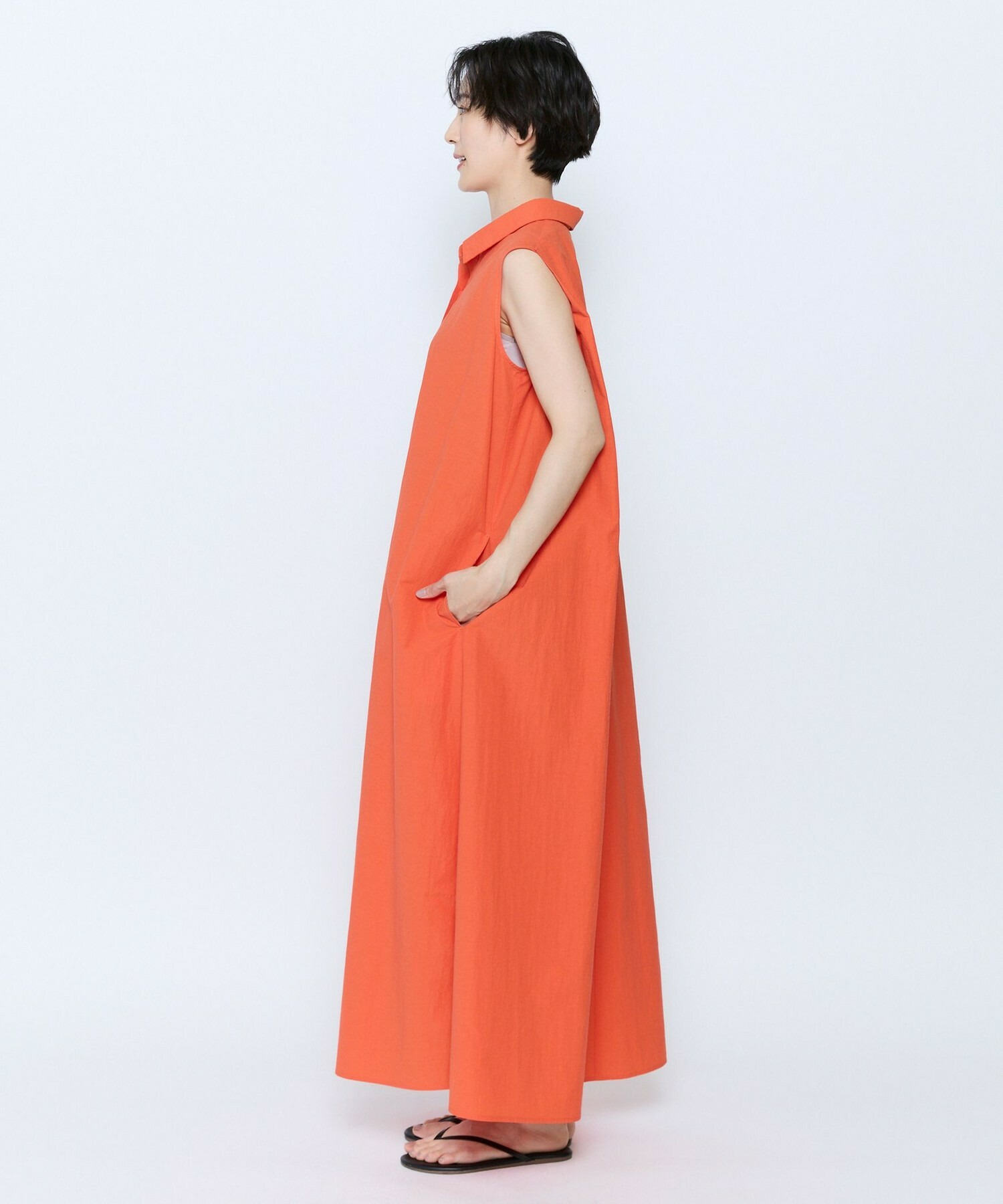 【feerique】feerique 綿ナイロンクロスAラインワンピース 詳細画像 ブラウン 19