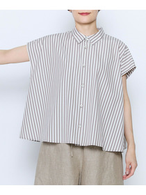 【feerique】feerique ポプリンストライプフレアシャツ 詳細画像 ピンク 22