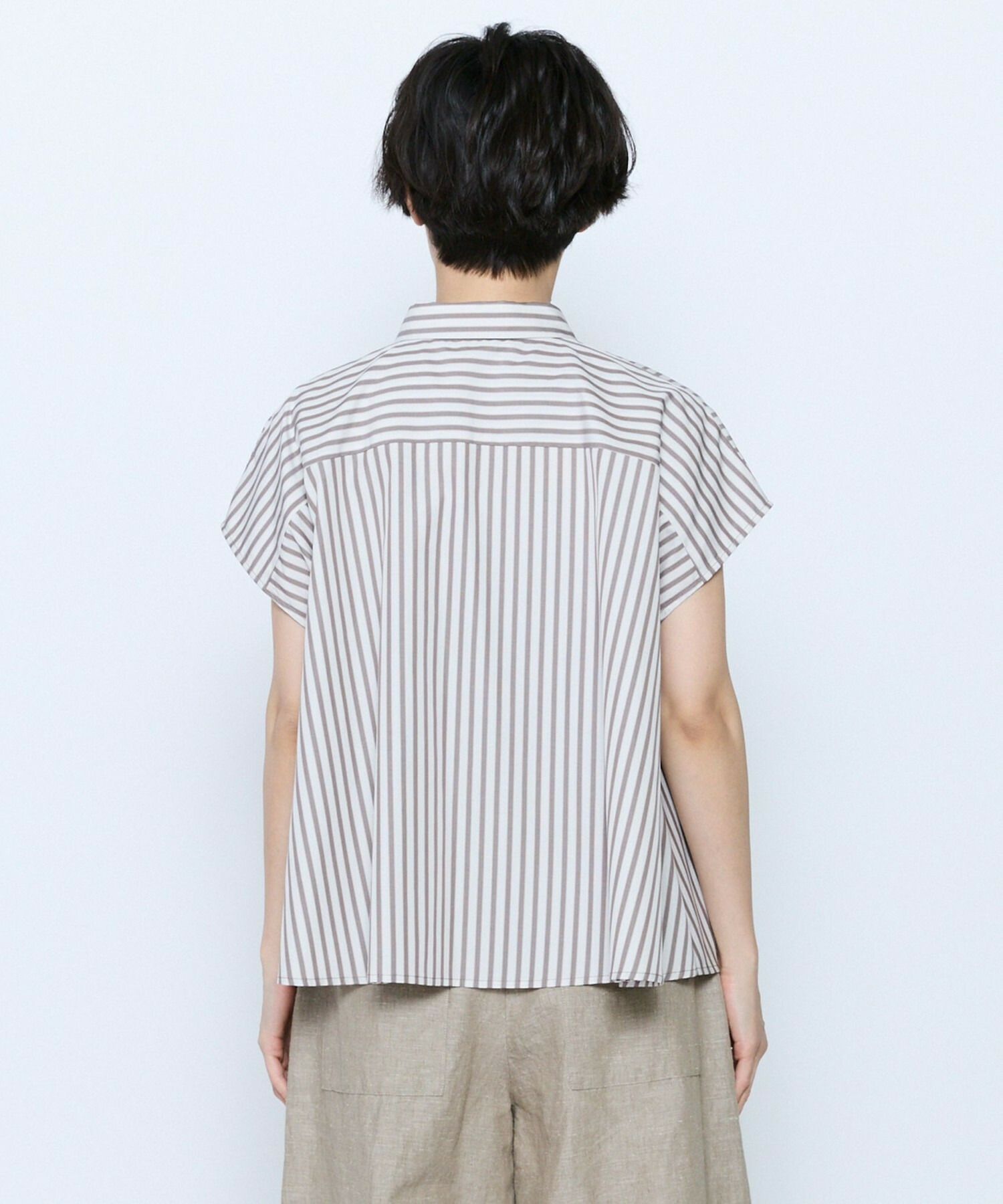 【feerique】feerique ポプリンストライプフレアシャツ 詳細画像 ピンク 24