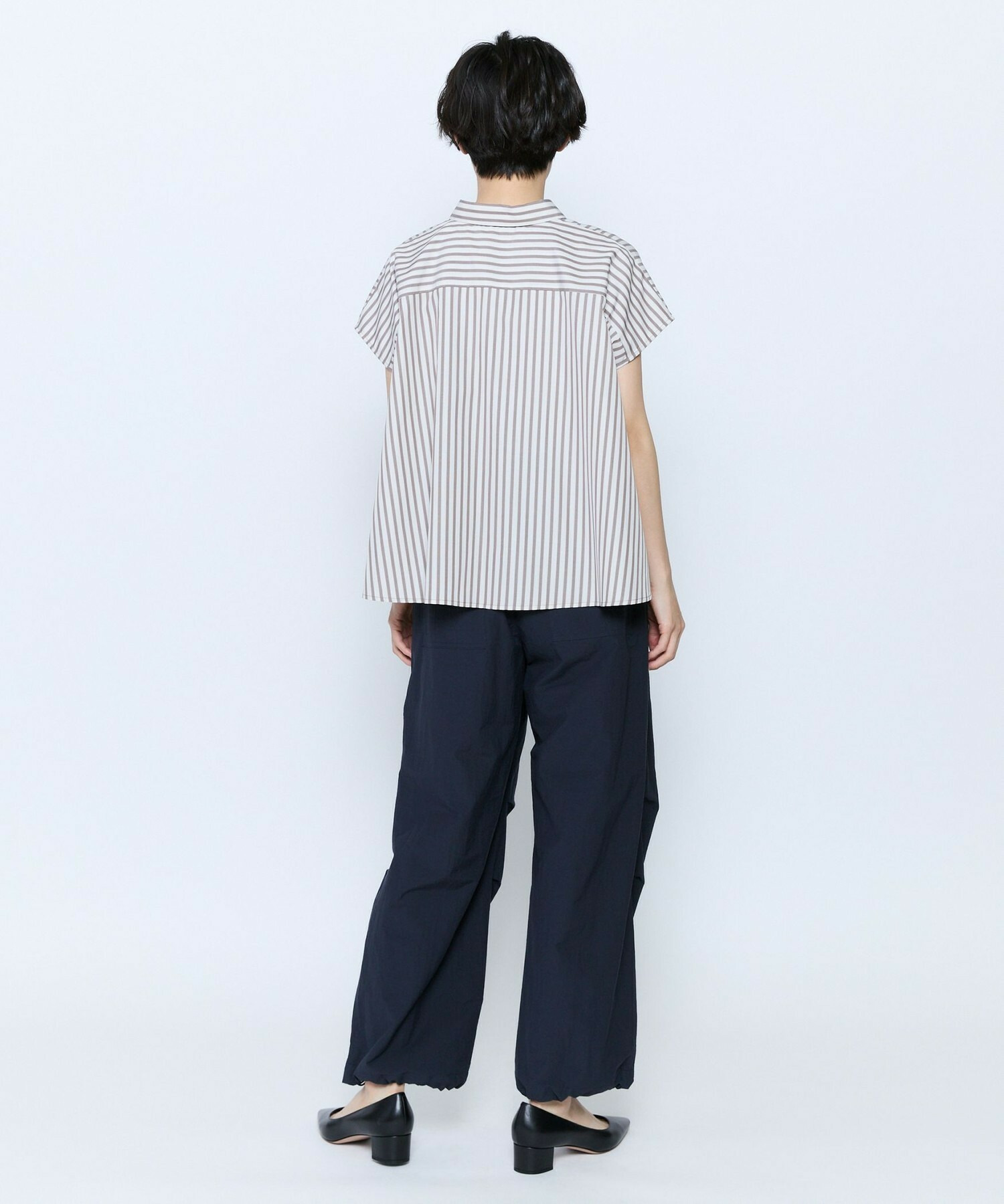【feerique】feerique ポプリンストライプフレアシャツ 詳細画像 ピンク 5