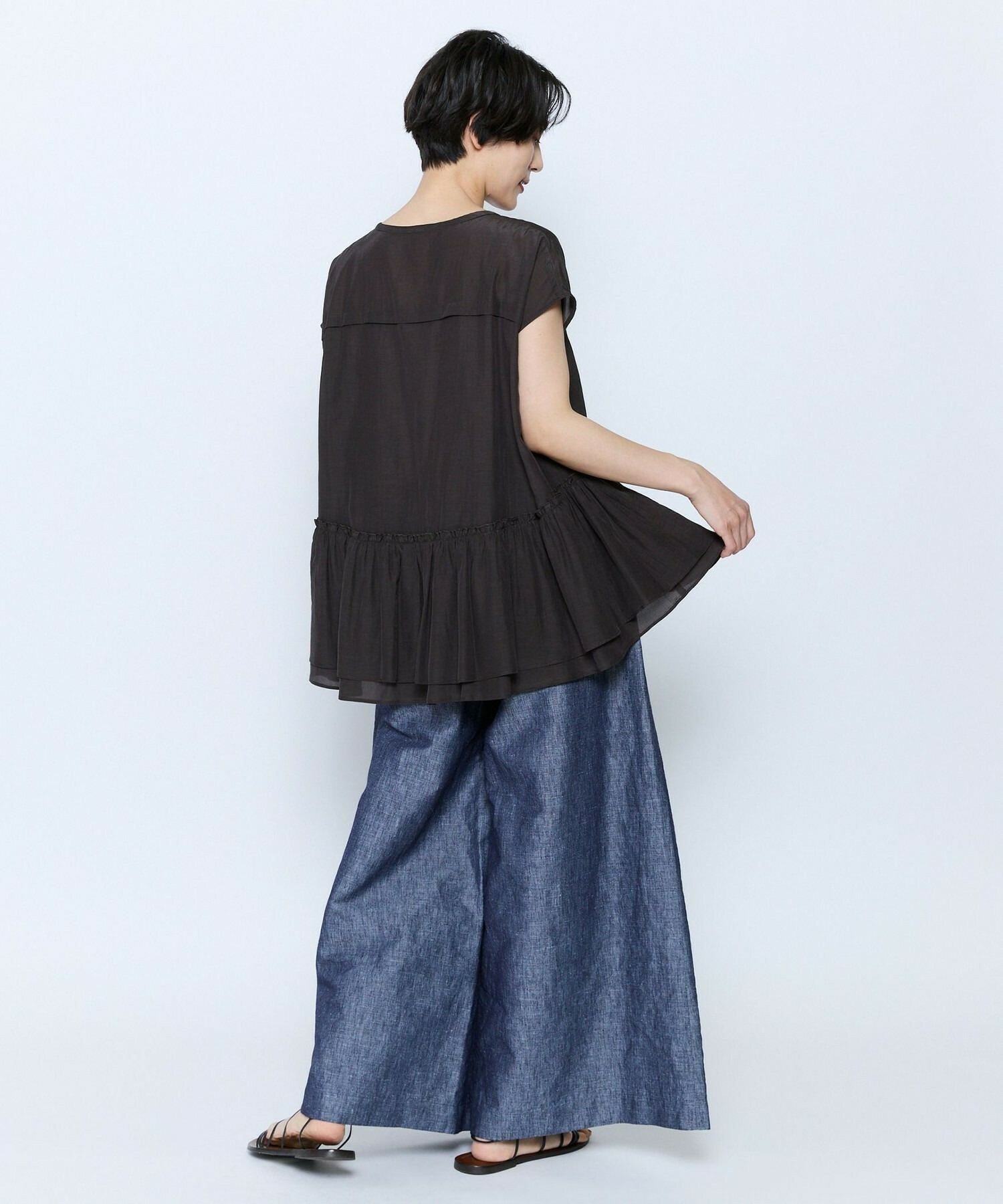 【feerique】feerique トリアセローンギャザーブラウス 詳細画像 サックスブルー 10