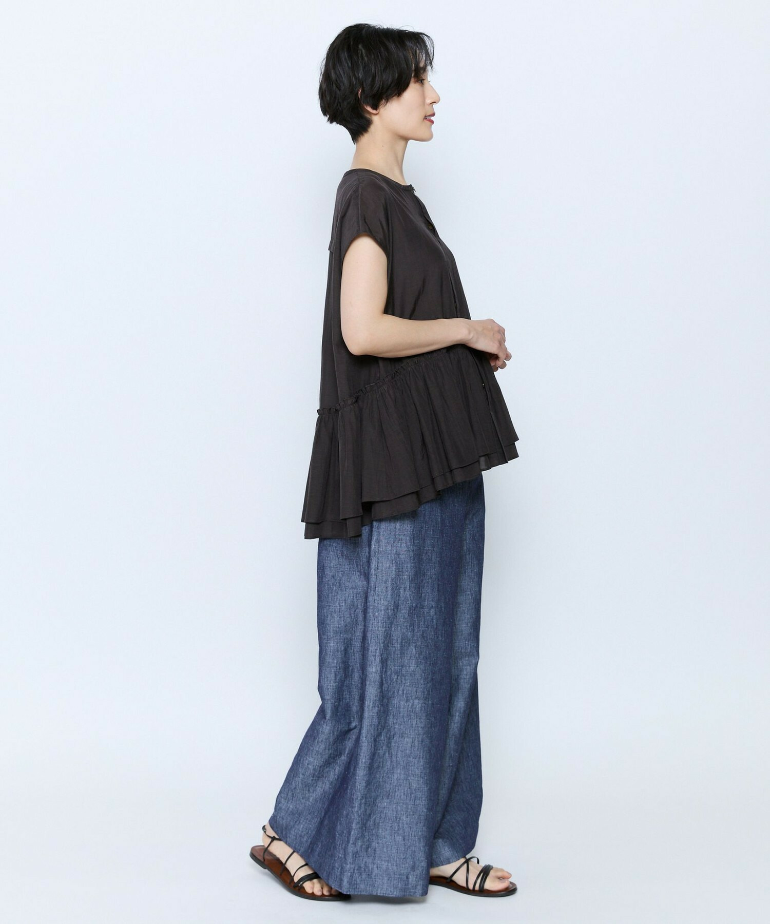 【feerique】feerique トリアセローンギャザーブラウス 詳細画像 サックスブルー 12