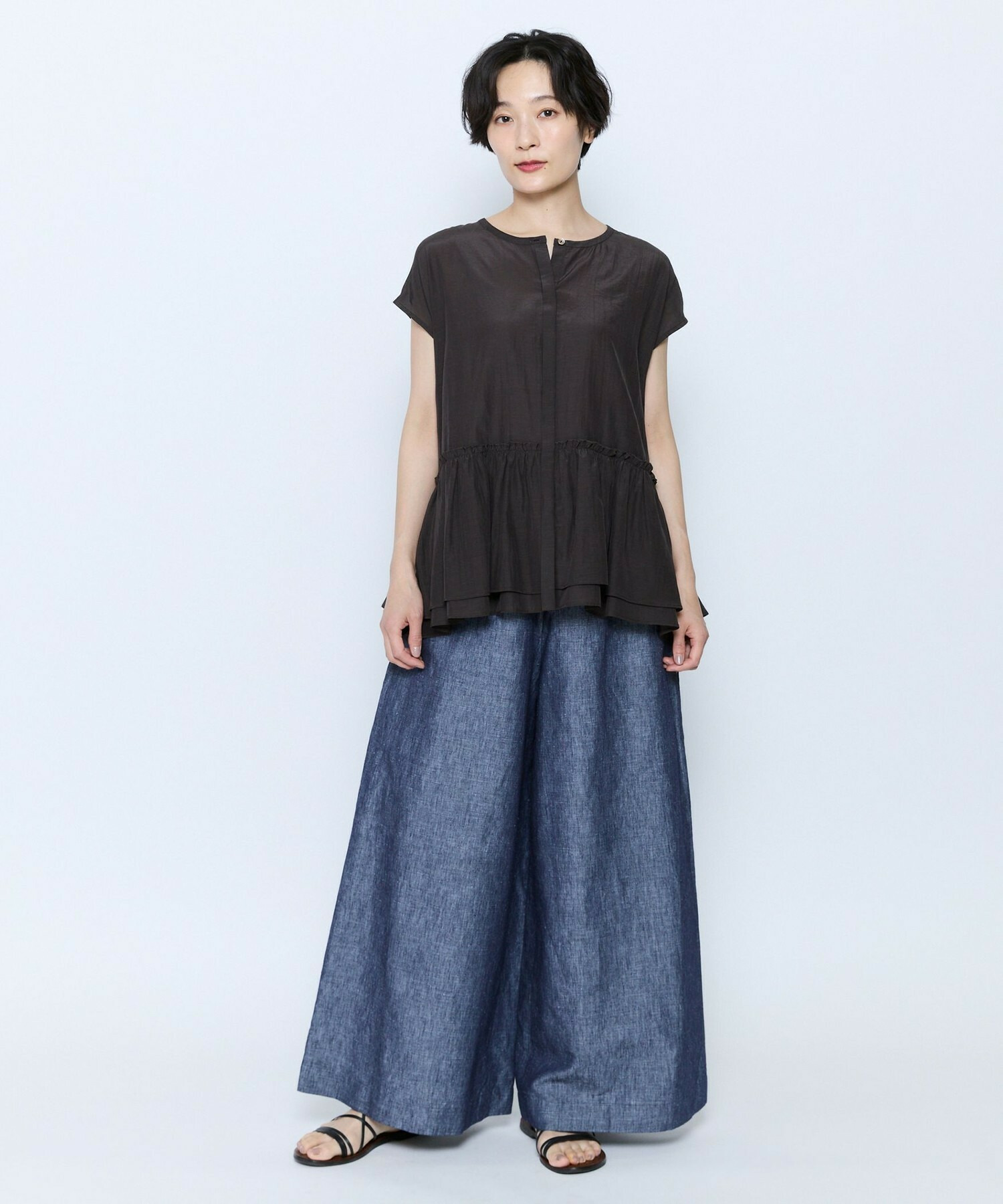 【feerique】feerique トリアセローンギャザーブラウス 詳細画像 サックスブルー 14