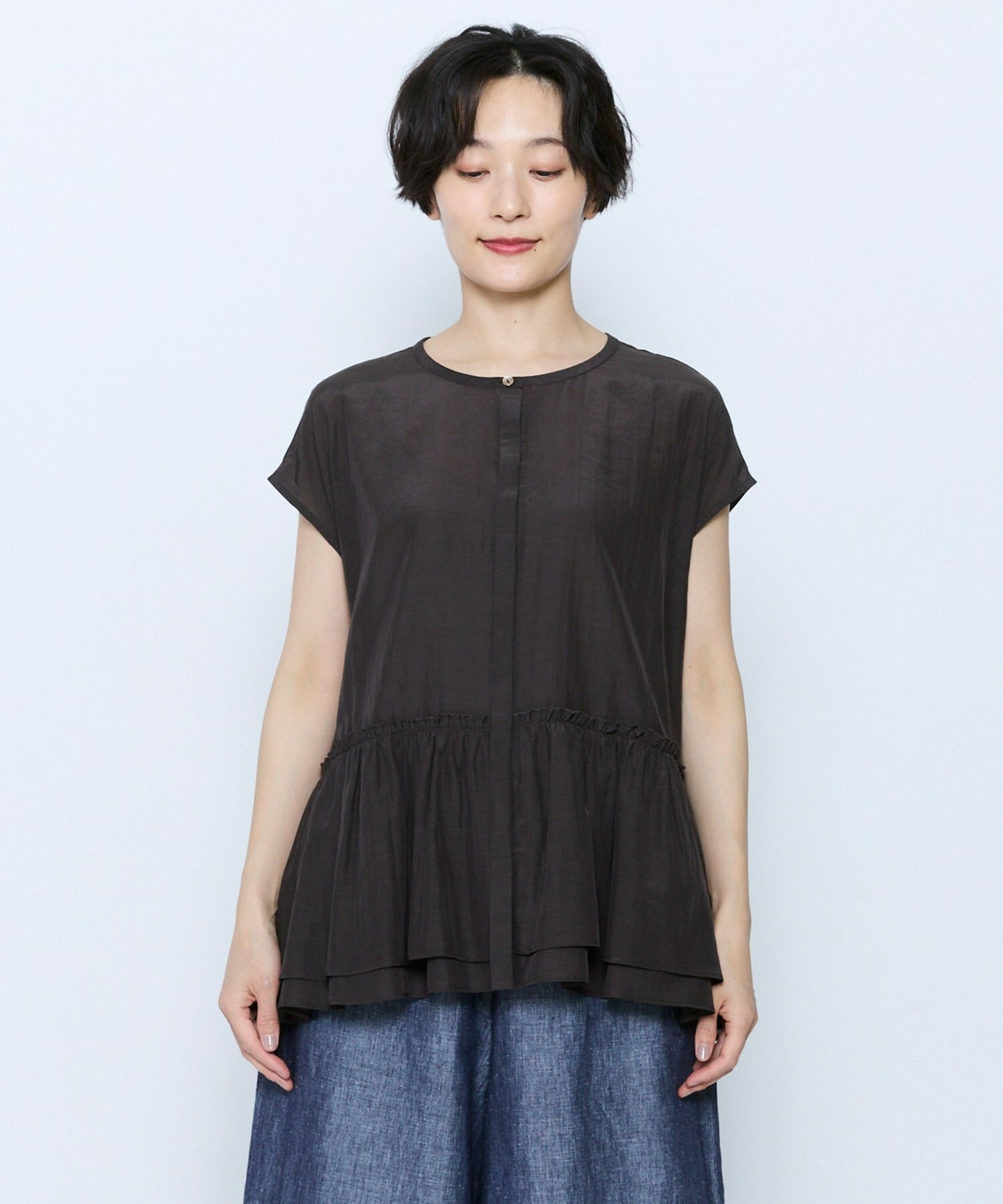 【feerique】feerique トリアセローンギャザーブラウス 詳細画像 サックスブルー 15