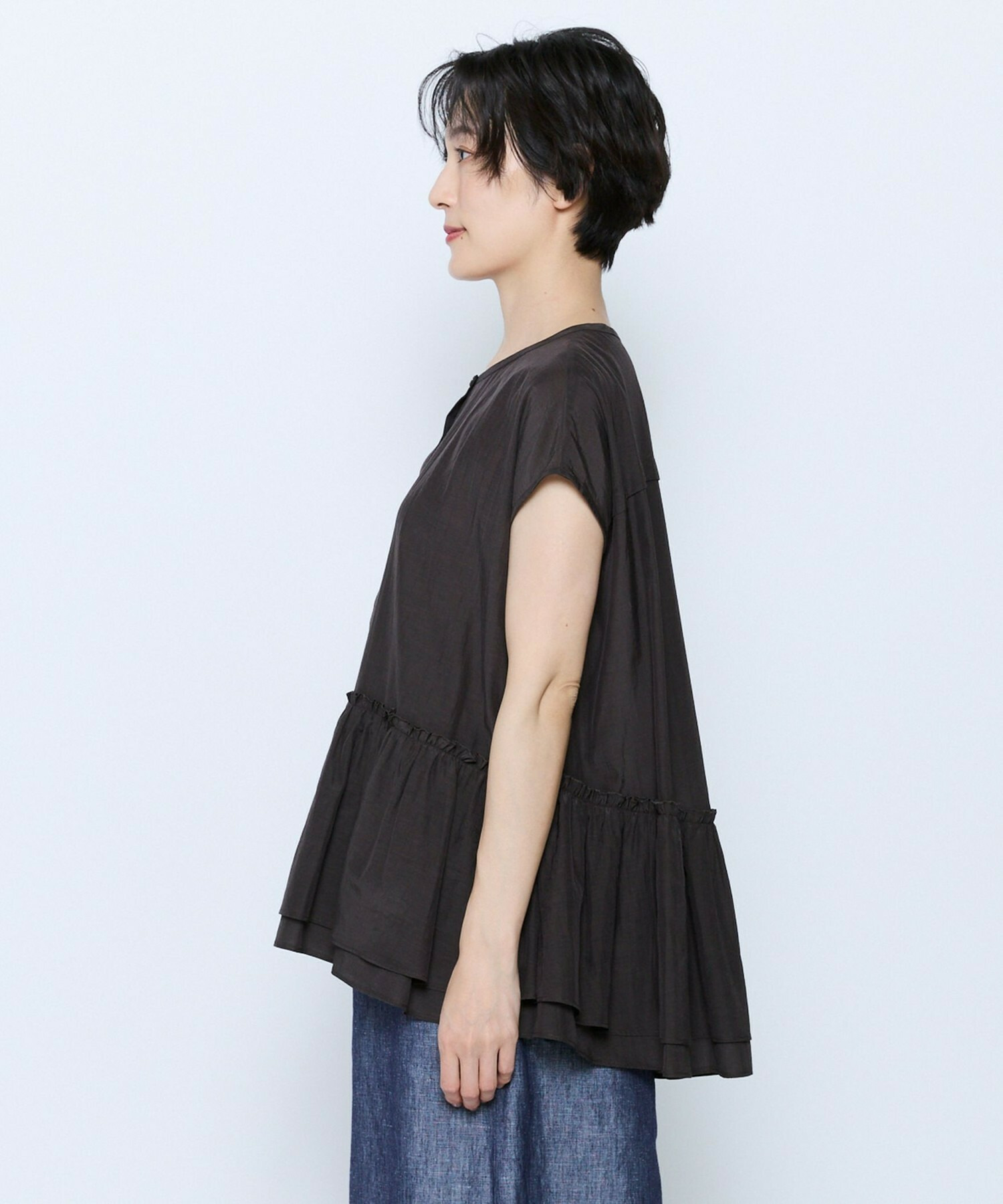 【feerique】feerique トリアセローンギャザーブラウス 詳細画像 サックスブルー 16
