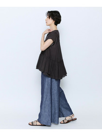 【feerique】feerique ヘンプコットンシャンブレーギャザーパンツ 詳細画像 ネイビー 10
