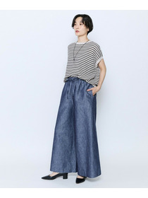 【feerique】feerique ヘンプコットンシャンブレーギャザーパンツ 詳細画像 ネイビー 14