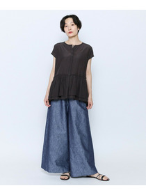 【feerique】feerique ヘンプコットンシャンブレーギャザーパンツ 詳細画像 ネイビー 9