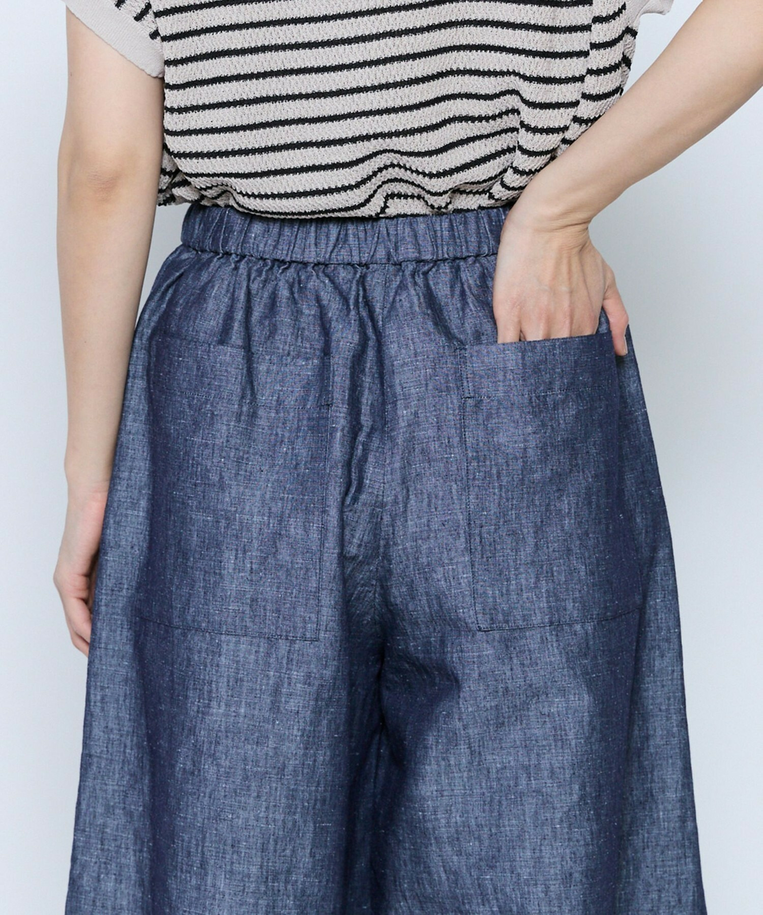 【feerique】feerique ヘンプコットンシャンブレーギャザーパンツ 詳細画像 ネイビー 22