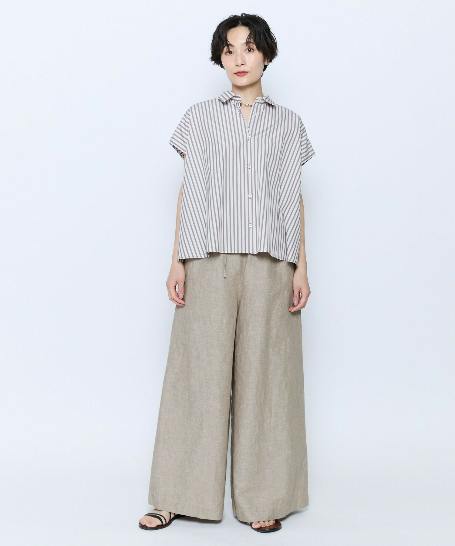 【feerique】feerique ヘンプコットンシャンブレーギャザーパンツ 詳細画像 ネイビー 7