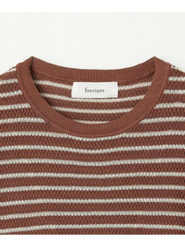 【feerique】feerique ボーダーフレンチスリーブニット 詳細画像 ブラウン系その他 25
