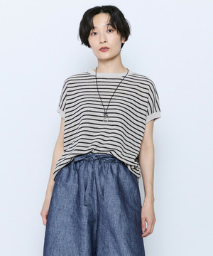 【feerique】feerique ボーダーフレンチスリーブニット 詳細画像 ベージュ系その他 1