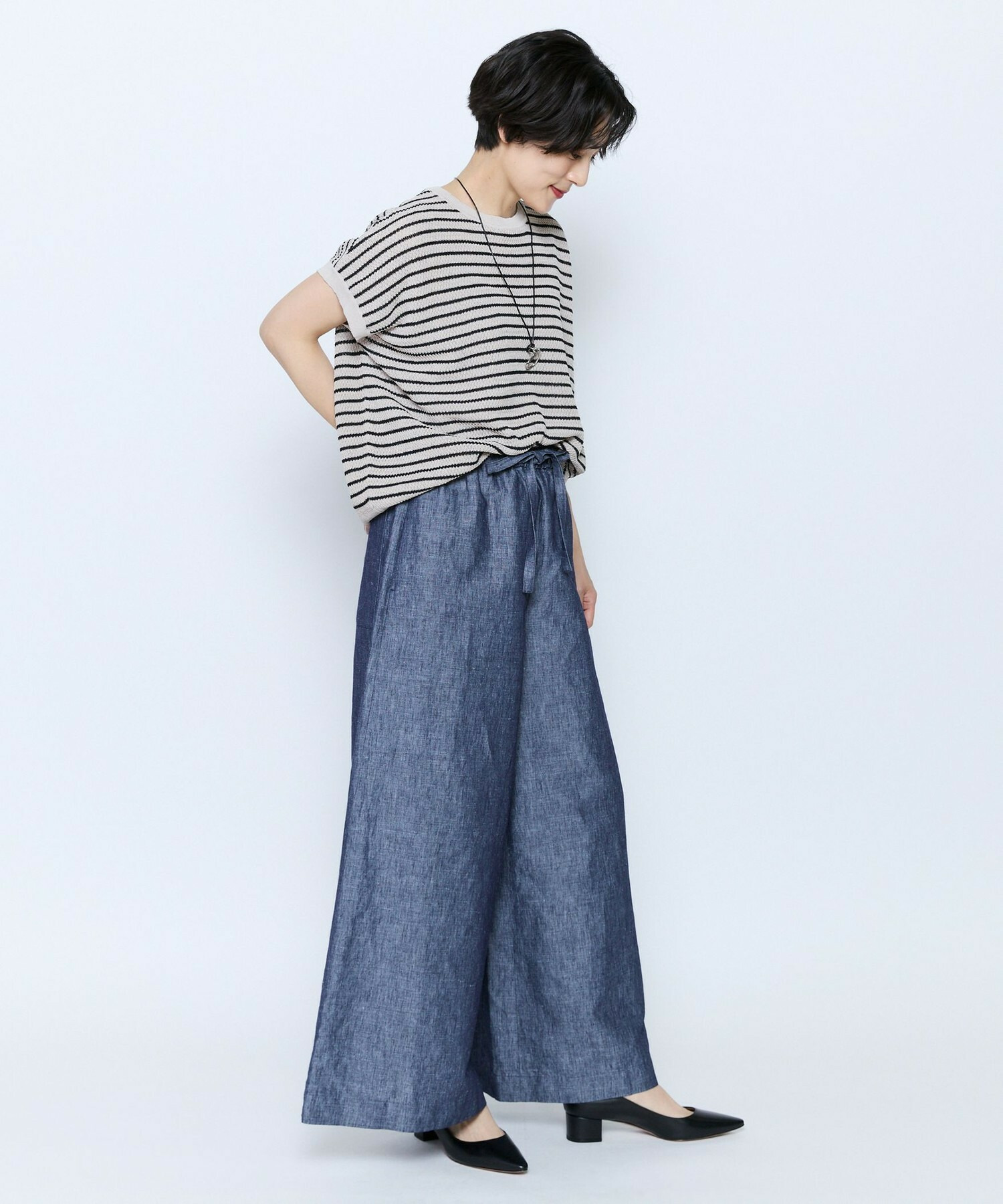 【feerique】feerique ボーダーフレンチスリーブニット 詳細画像 ブラウン系その他 10