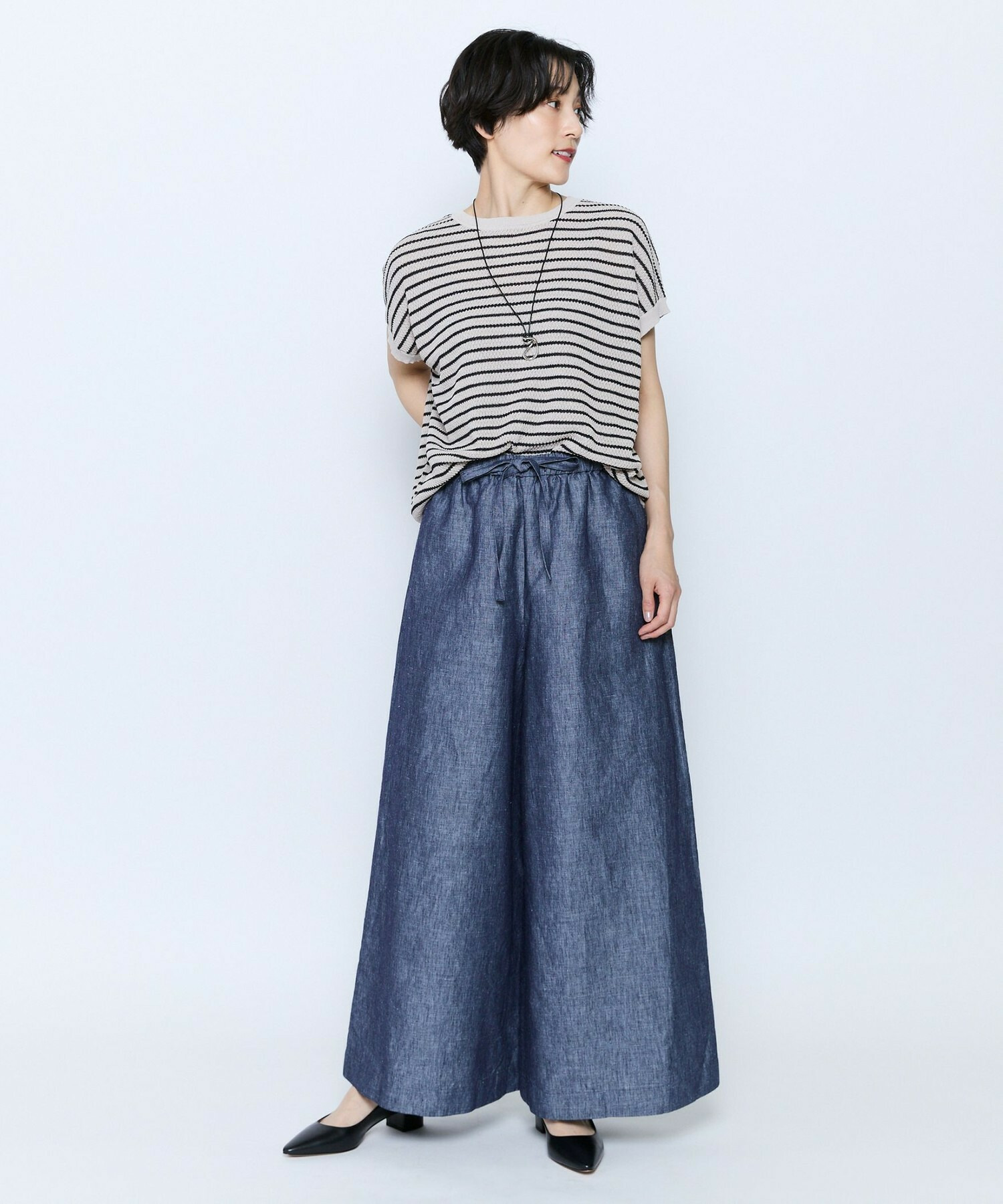 【feerique】feerique ボーダーフレンチスリーブニット 詳細画像 ブラウン系その他 11