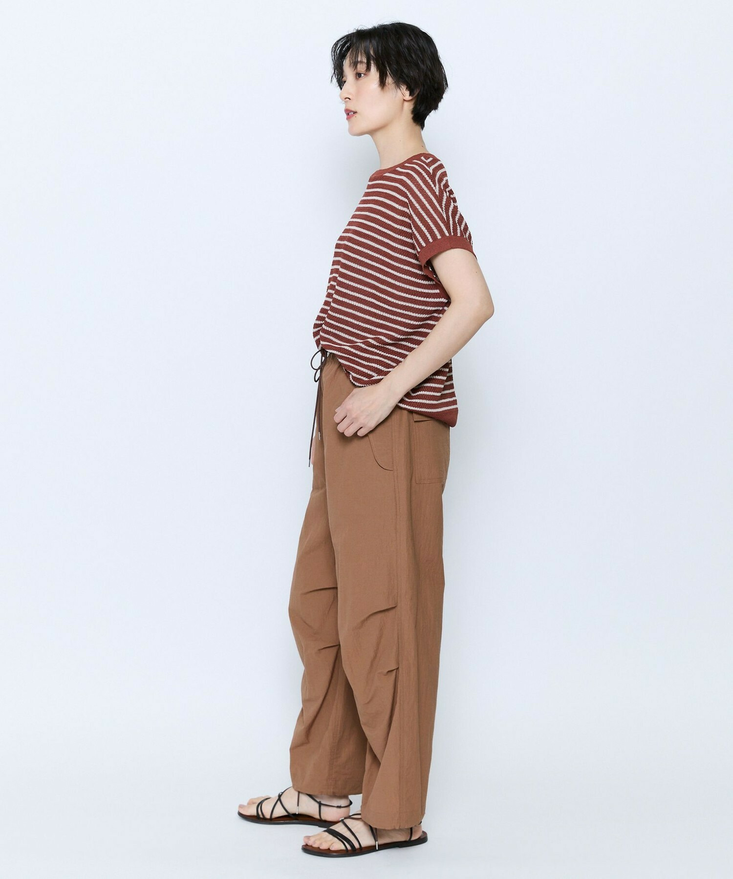 【feerique】feerique ボーダーフレンチスリーブニット 詳細画像 ブラウン系その他 15