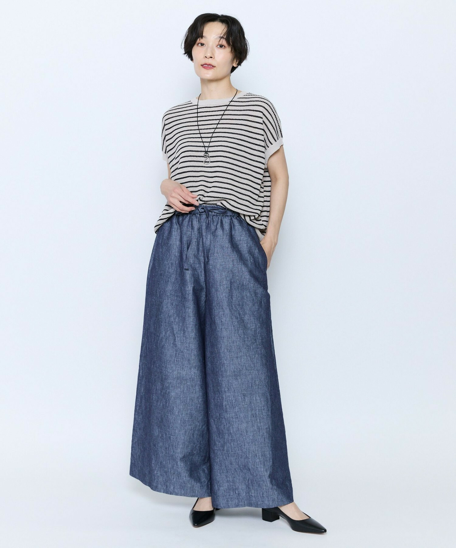 【feerique】feerique ボーダーフレンチスリーブニット 詳細画像 ブラウン系その他 2