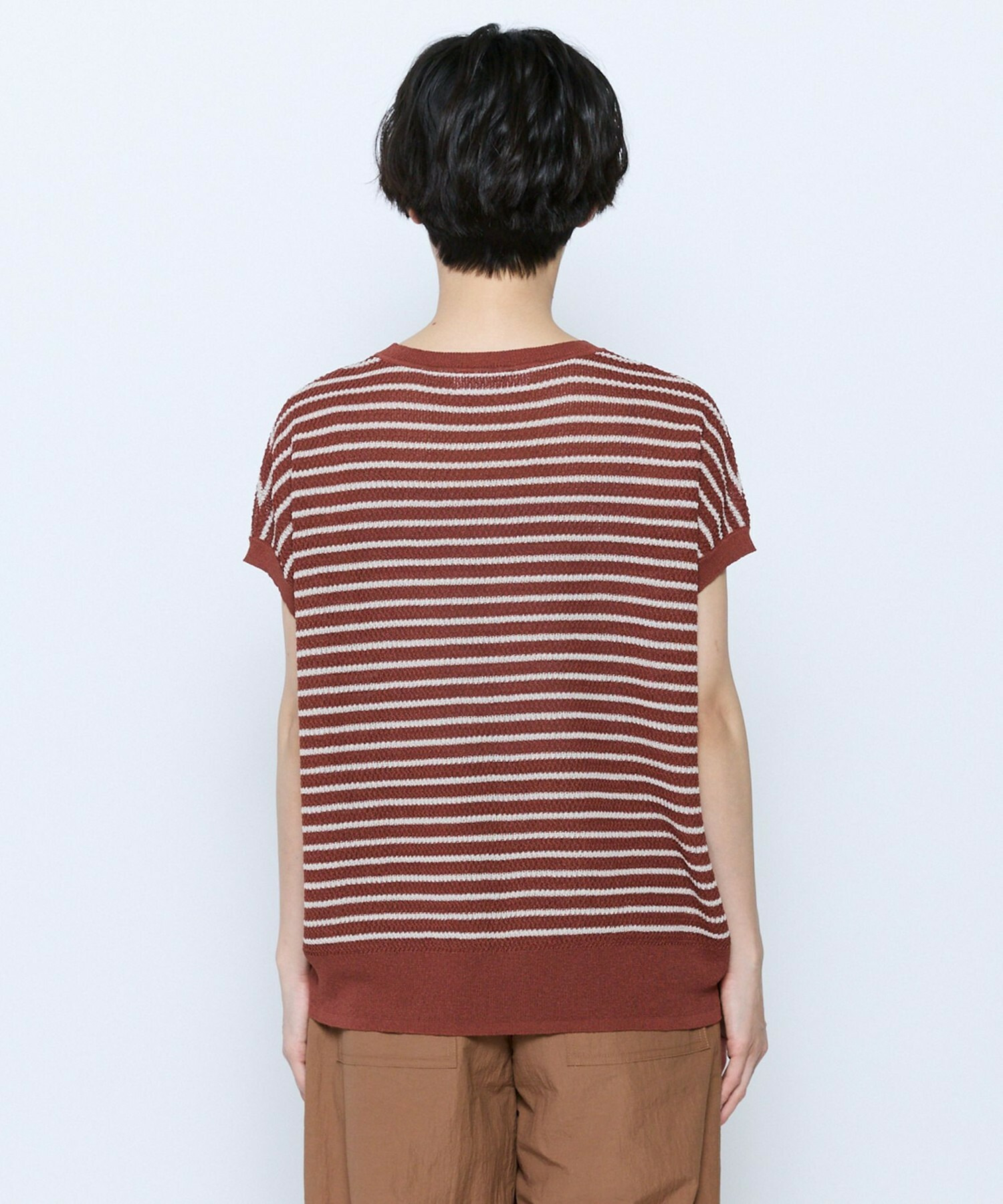 【feerique】feerique ボーダーフレンチスリーブニット 詳細画像 ブラウン系その他 21