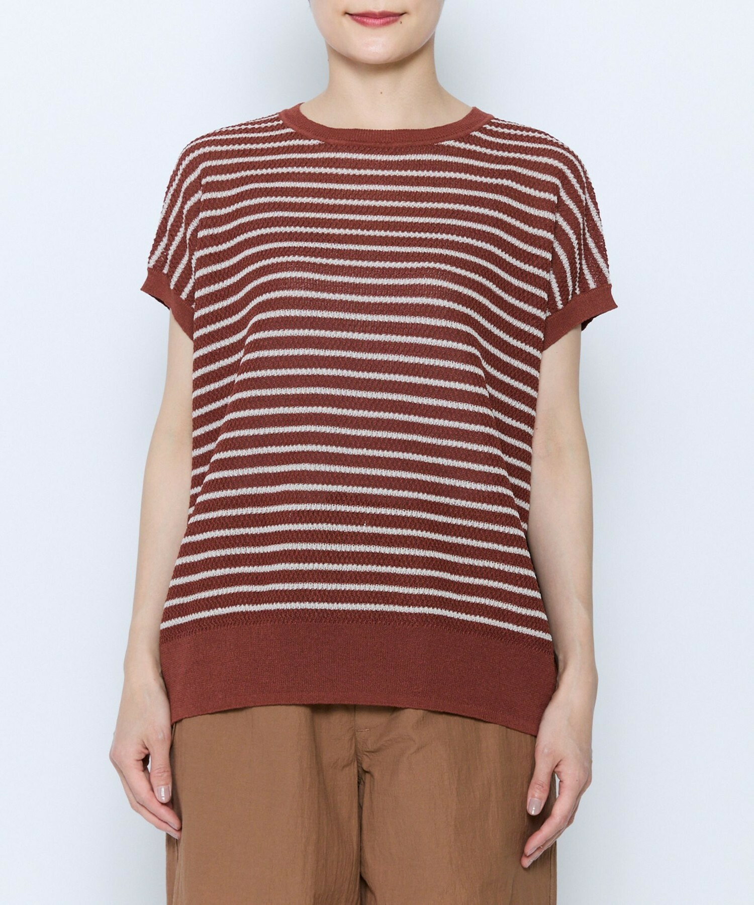 【feerique】feerique ボーダーフレンチスリーブニット 詳細画像 ブラウン系その他 23