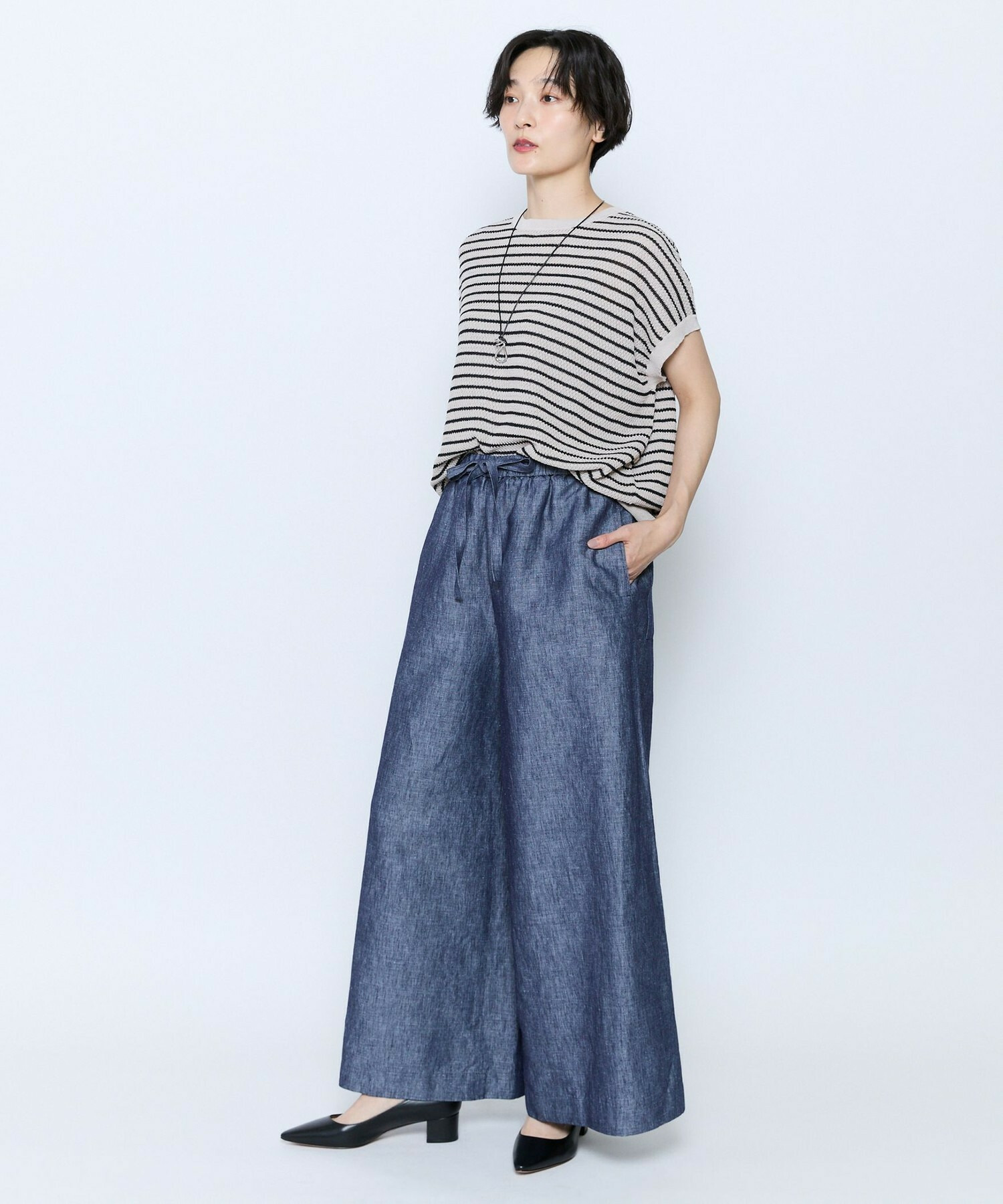 【feerique】feerique ボーダーフレンチスリーブニット 詳細画像 ブラウン系その他 3