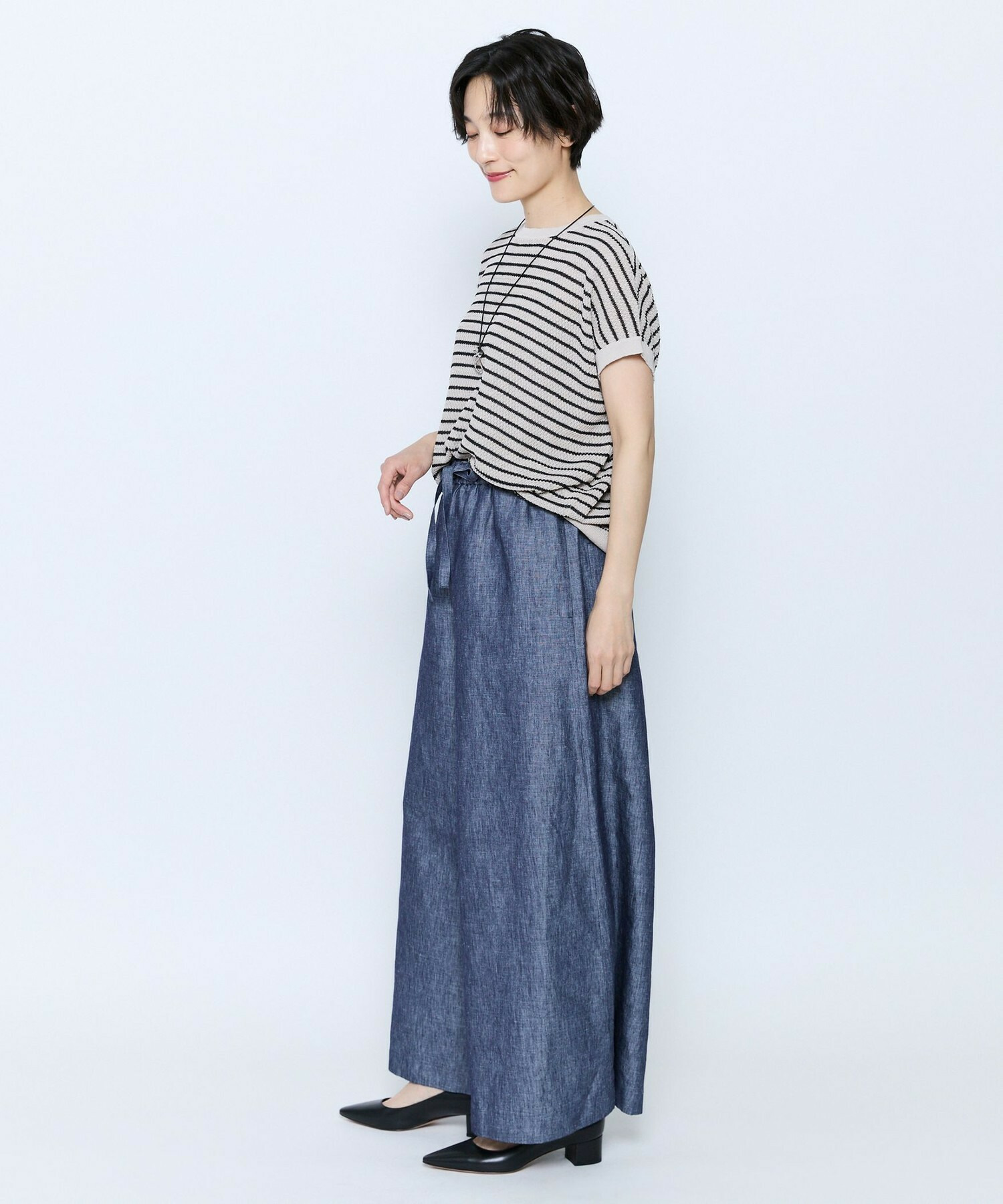 【feerique】feerique ボーダーフレンチスリーブニット 詳細画像 ブラウン系その他 5