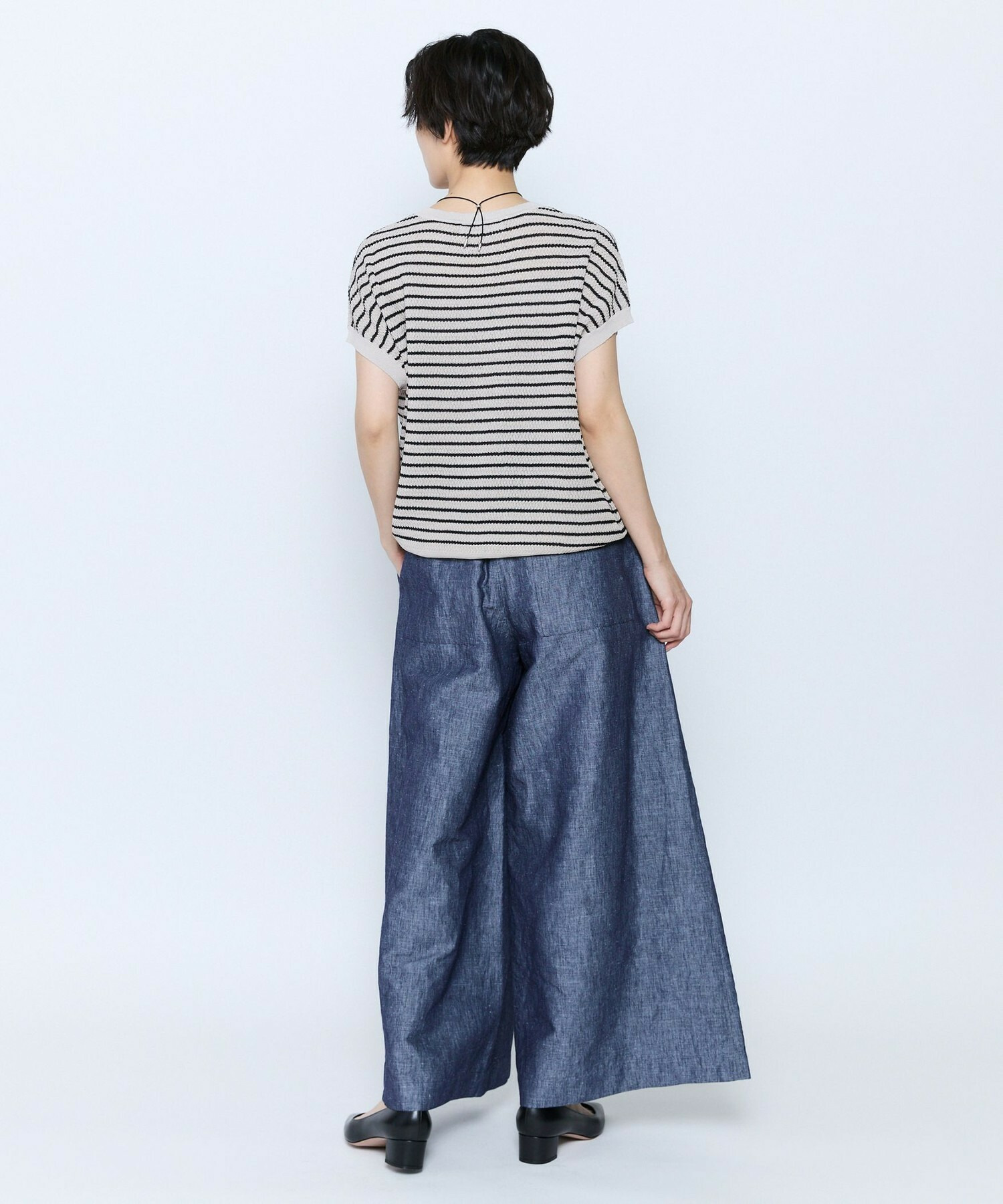 【feerique】feerique ボーダーフレンチスリーブニット 詳細画像 ブラウン系その他 7