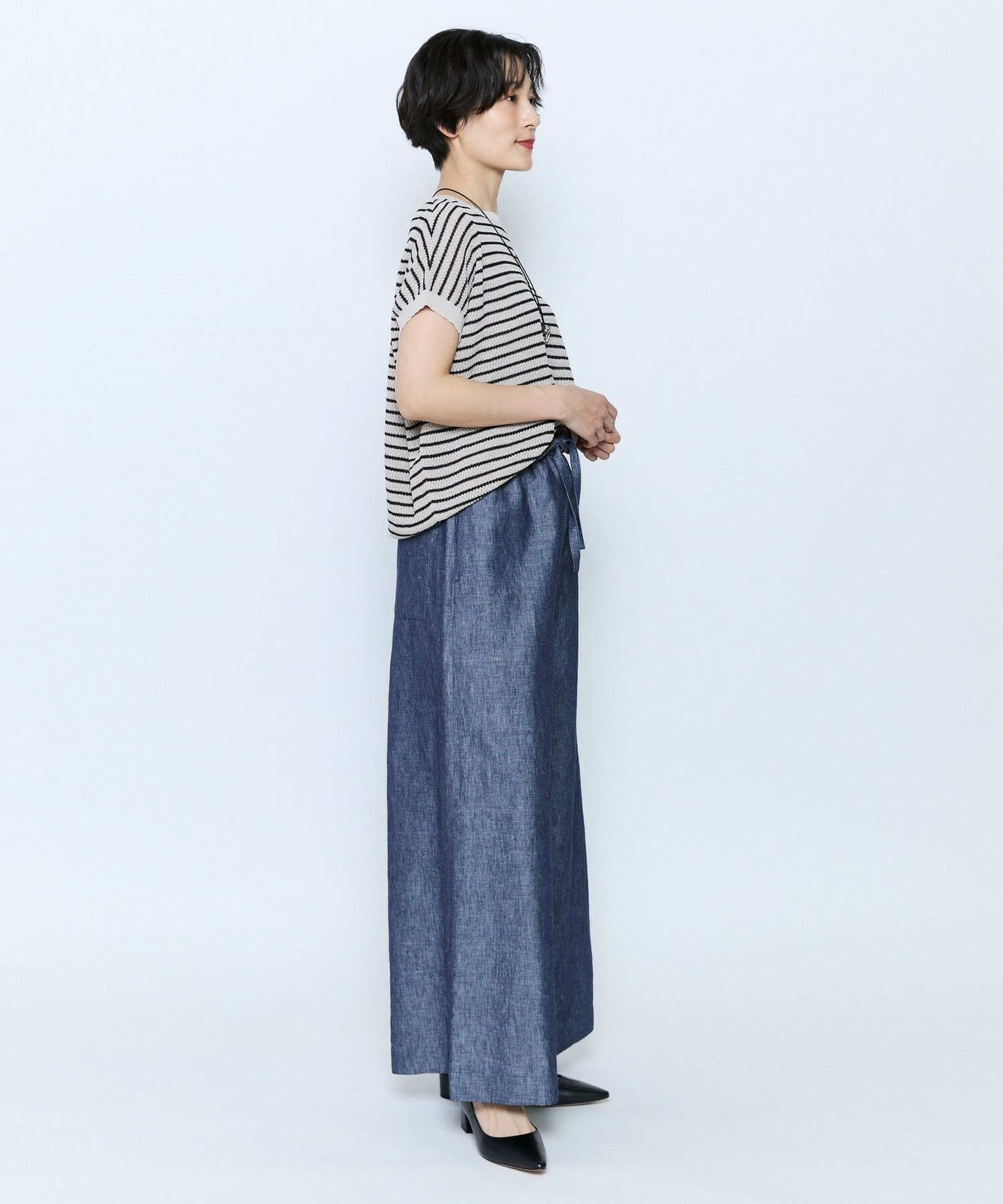 【feerique】feerique ボーダーフレンチスリーブニット 詳細画像 ブラウン系その他 9