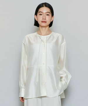 【MOGA】【Lサイズ】ブライトエアーポリラウンドネックブラウス 詳細画像 オフホワイト 2