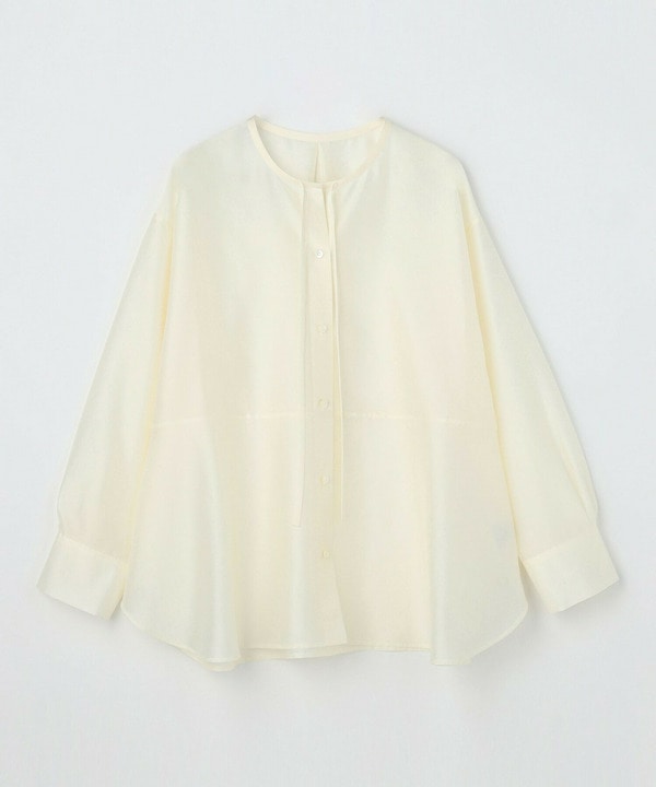 【Lサイズ】ブライトエアーポリラウンドネックブラウス 詳細画像 オフホワイト 1