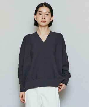 【MOGA】【Lサイズ】コットンフォートVネックニットプルオーバー 詳細画像 チャコールグレー 2