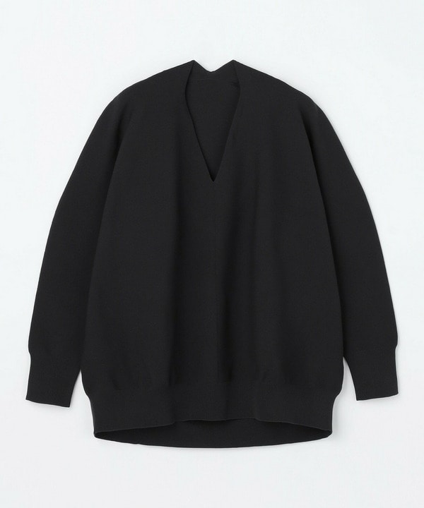 【Lサイズ】コットンフォートVネックニットプルオーバー 詳細画像 チャコールグレー 1