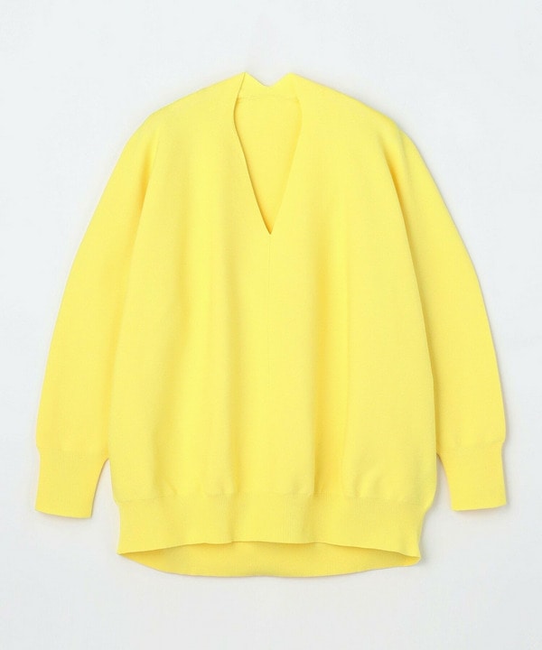 【Lサイズ】コットンフォートVネックニットプルオーバー 詳細画像 イエロー 1