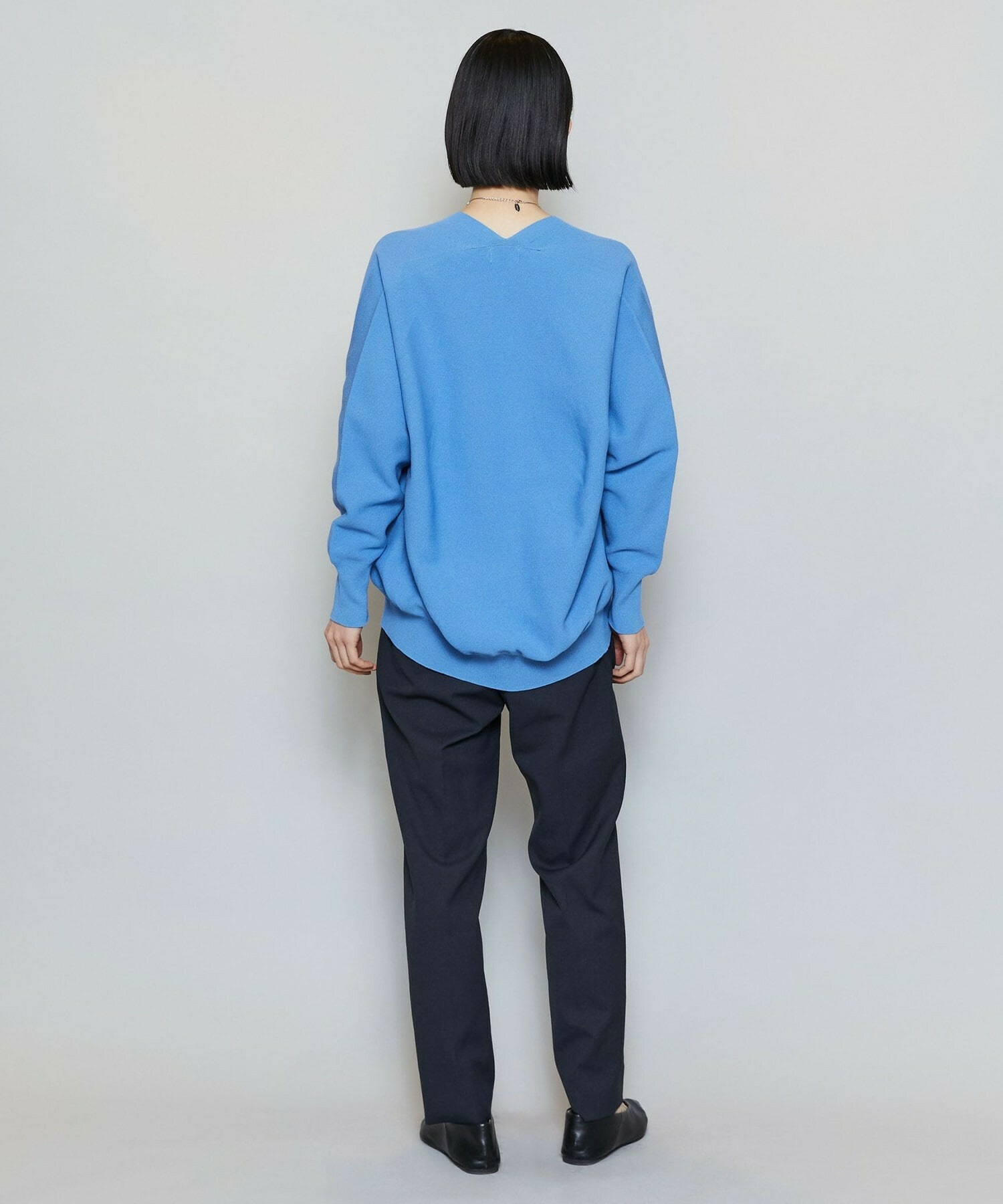 【MOGA】【Lサイズ】コットンフォートVネックニットプルオーバー 詳細画像 チャコールグレー 17