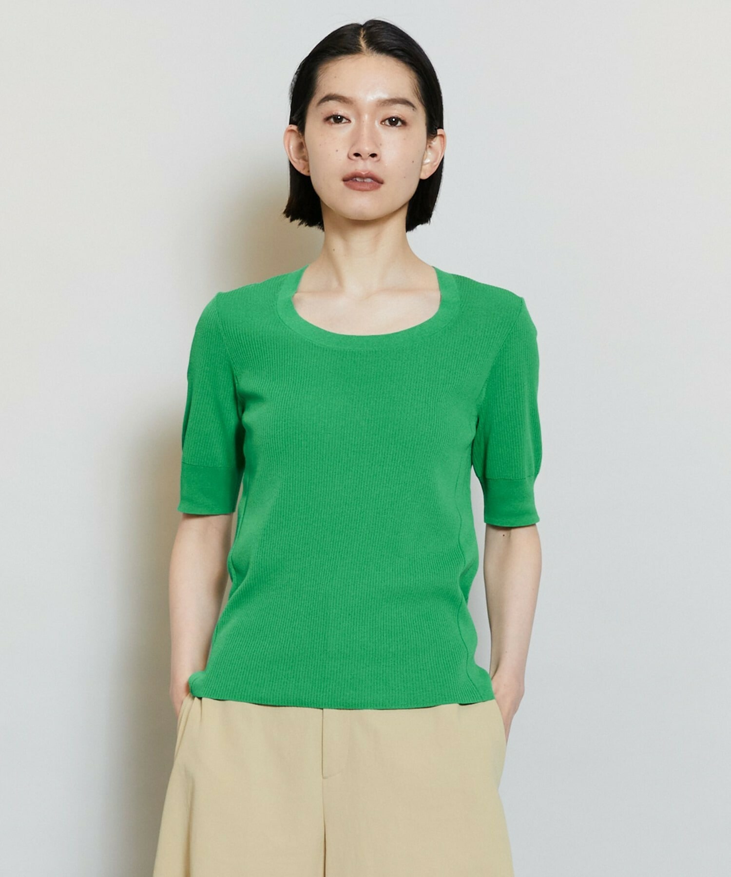【MOGA】【Lサイズ】フルーレニットトップス 詳細画像 グリーン 2
