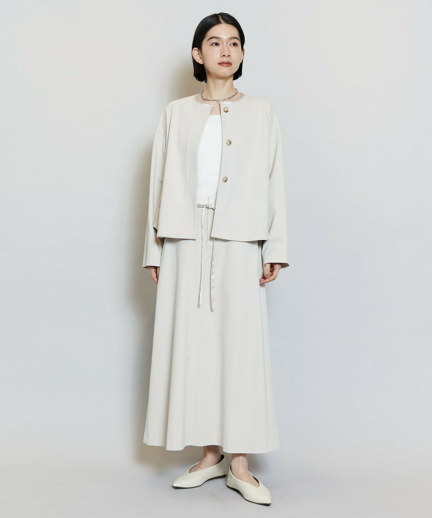 【MOGA】【Lサイズ】P/Cポンチノーカラージャケット 詳細画像 ベージュ 11