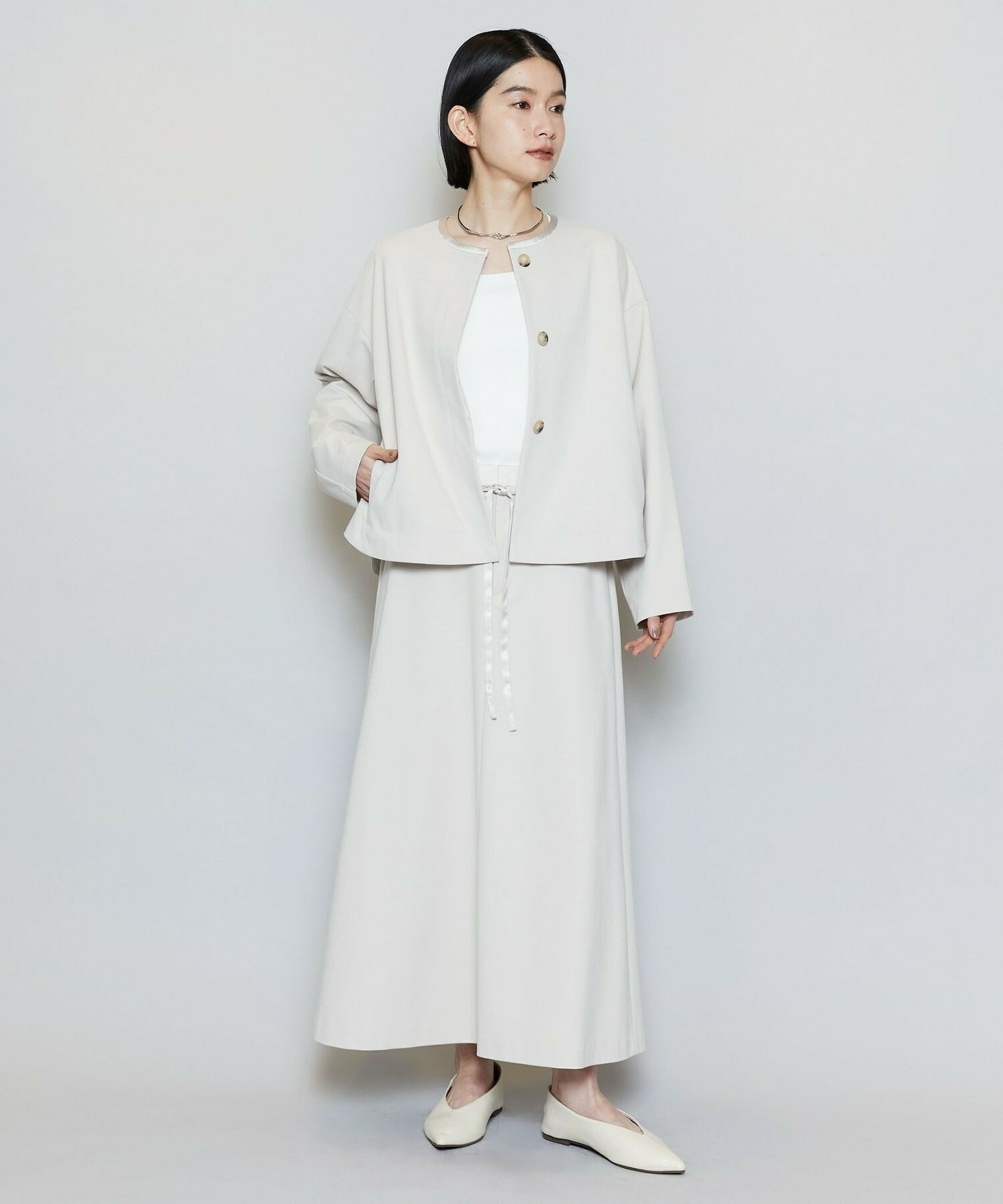 【MOGA】【Lサイズ】P/Cポンチノーカラージャケット 詳細画像 ベージュ 13