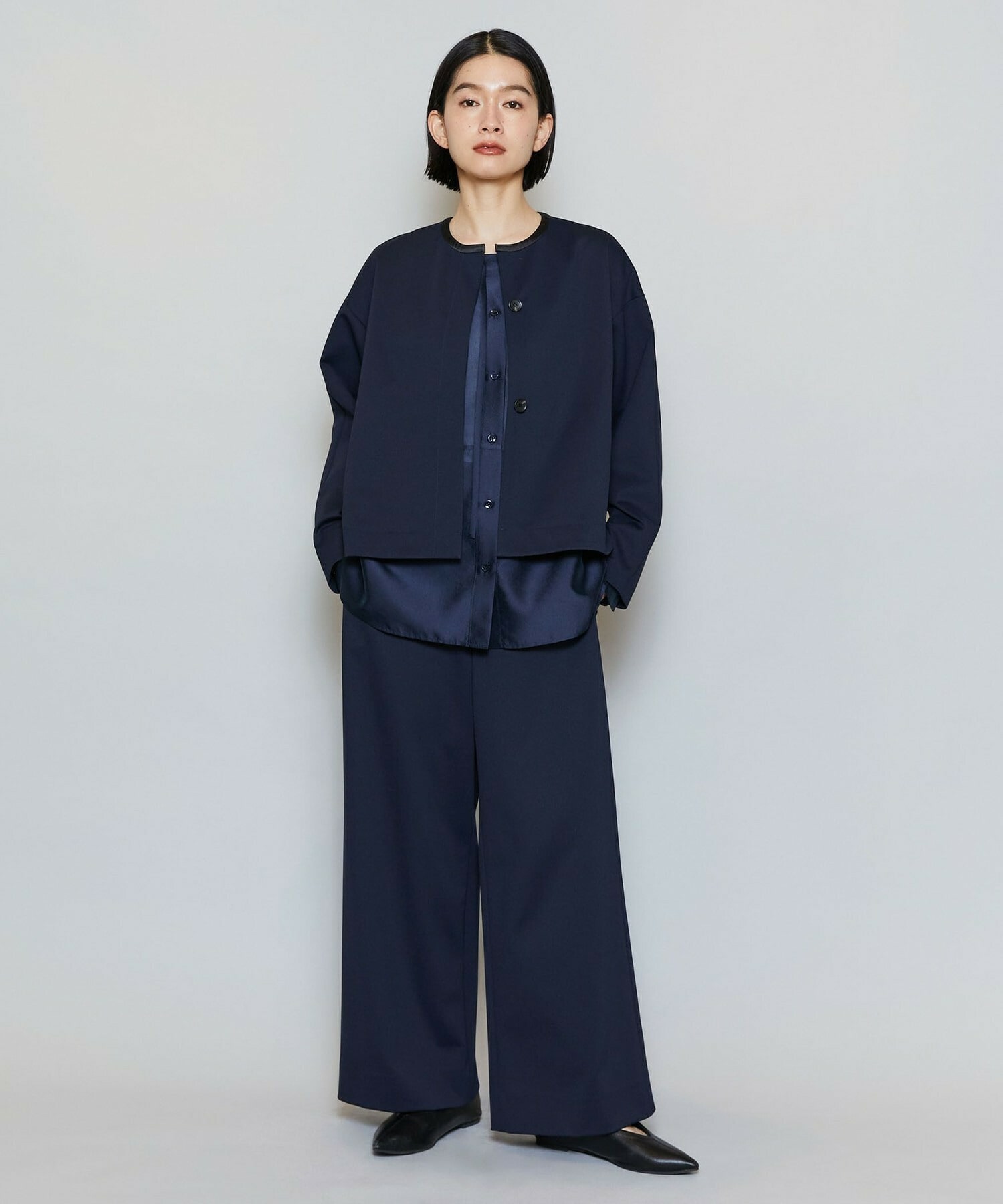 【MOGA】【Lサイズ】P/Cポンチワイドパンツ 詳細画像 ネイビー 2