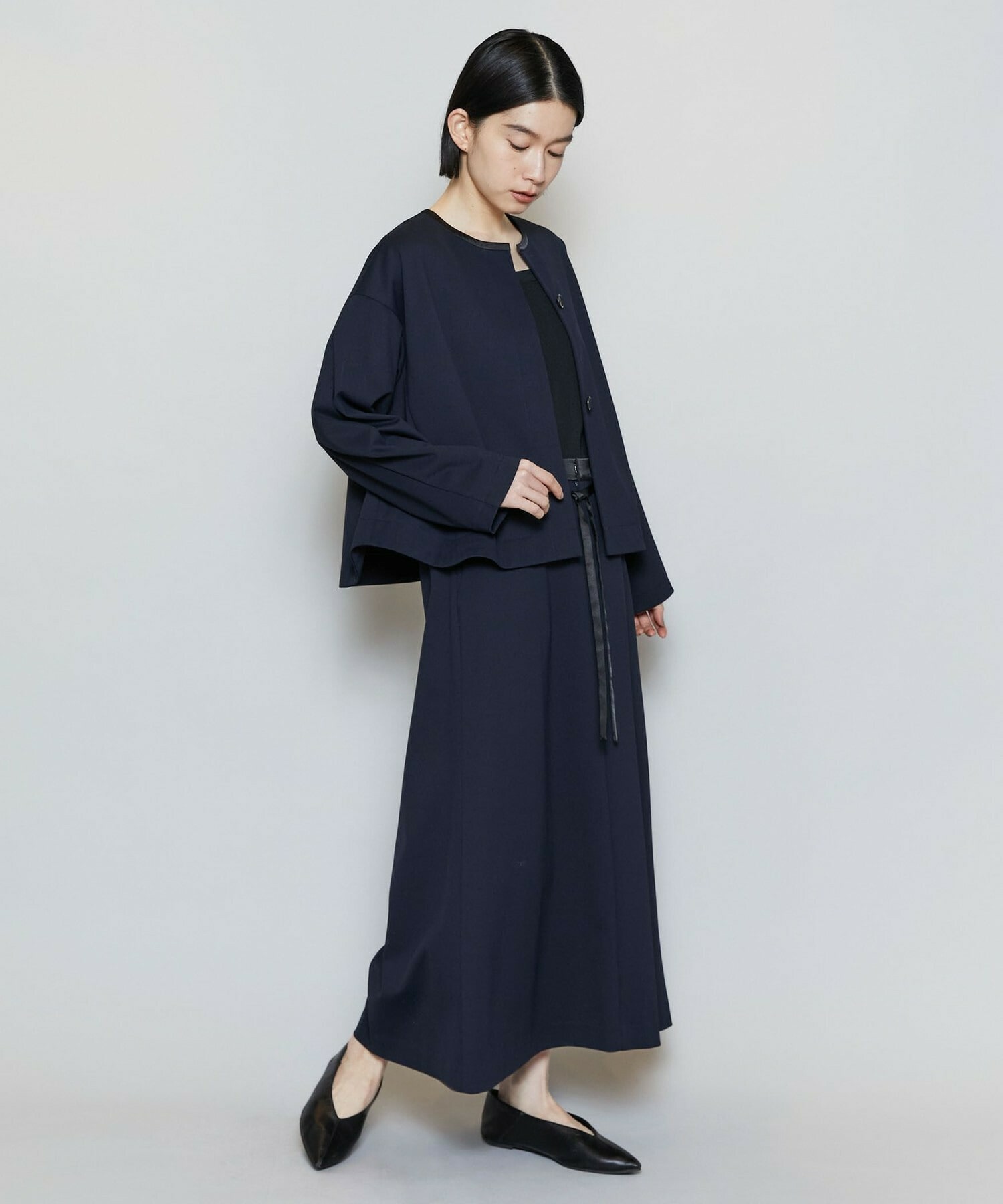 【MOGA】【Lサイズ】P/CポンチAラインロングスカート 詳細画像 ネイビー 2